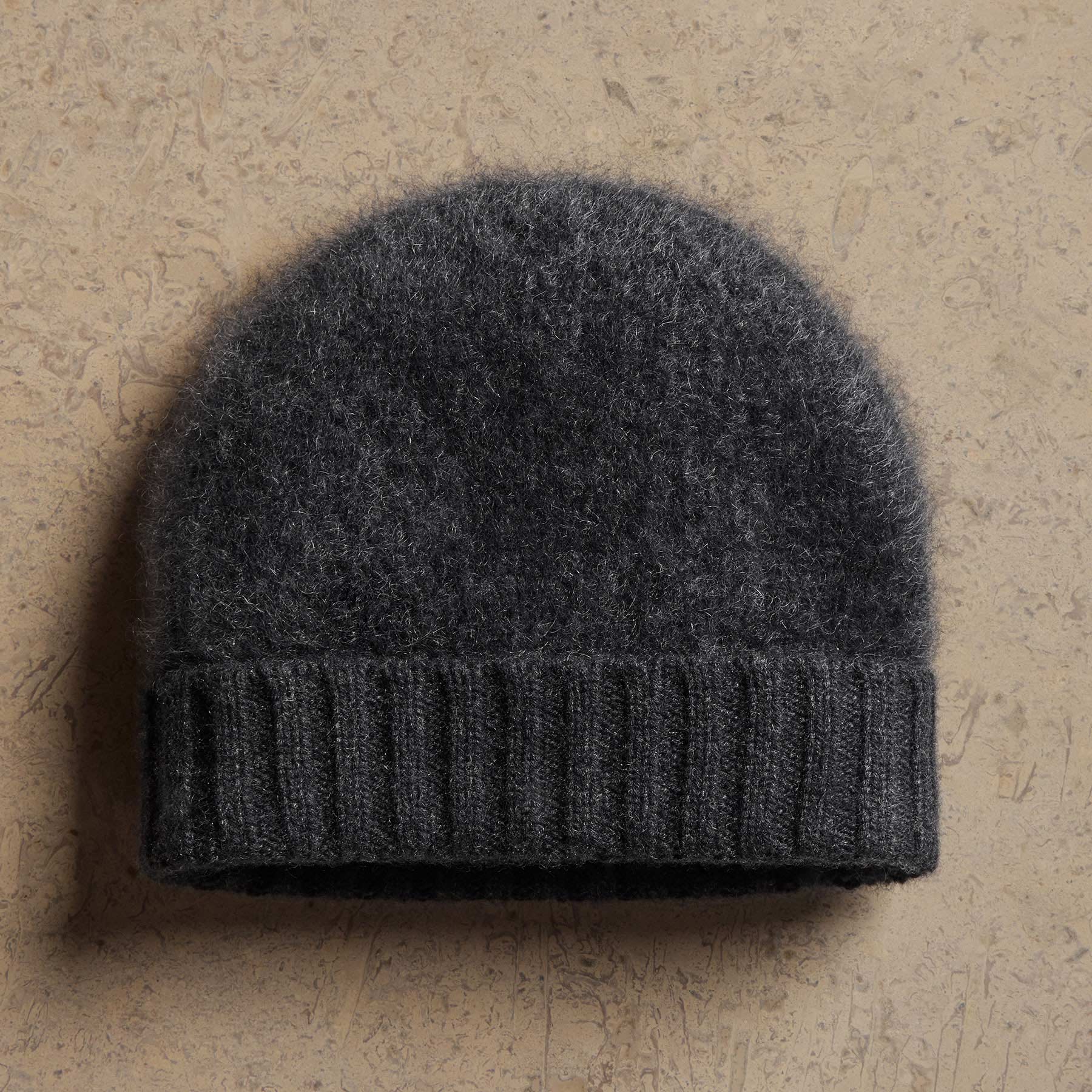 Halo Brushed Cashmere Beanie - Coal
