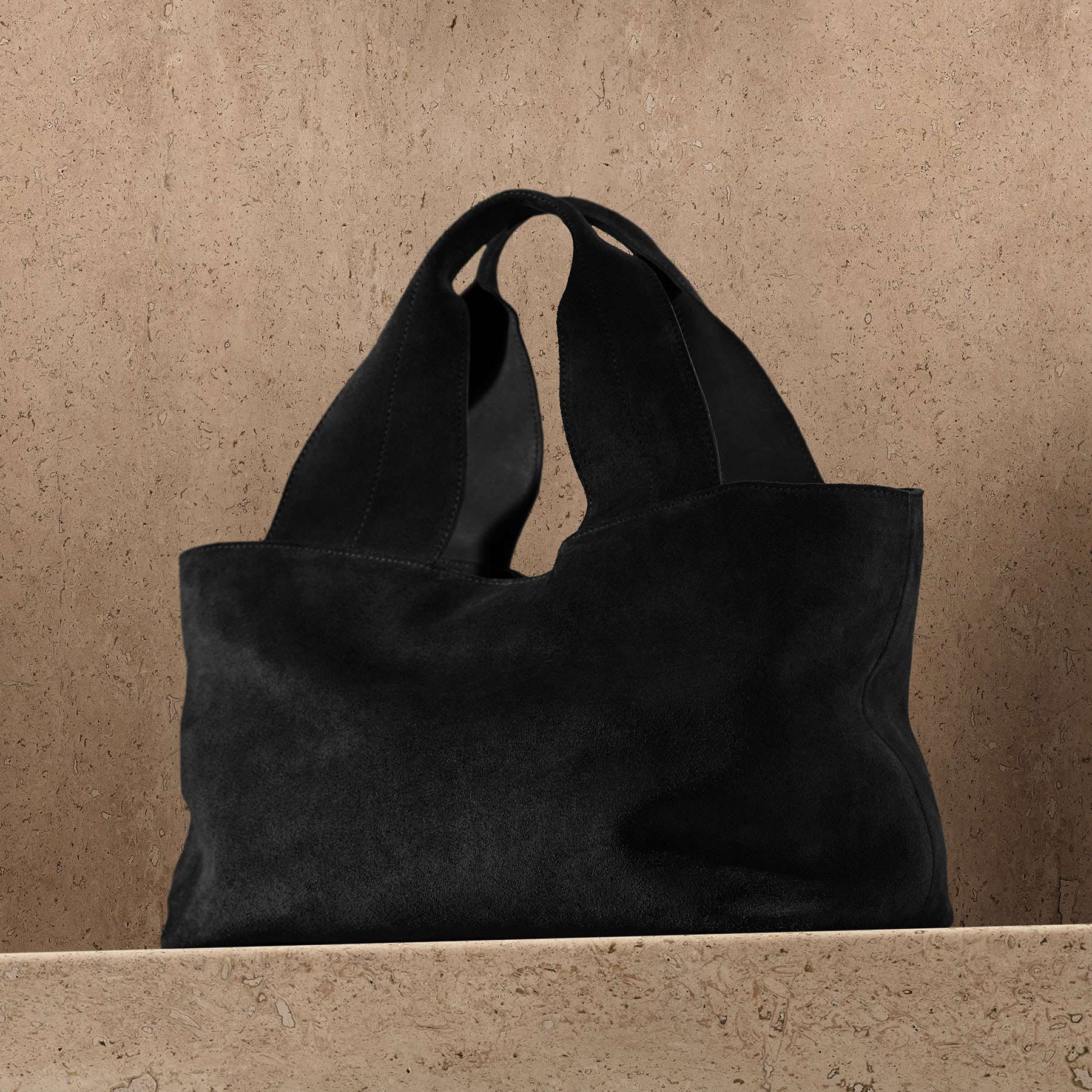 Suede Tote - Black