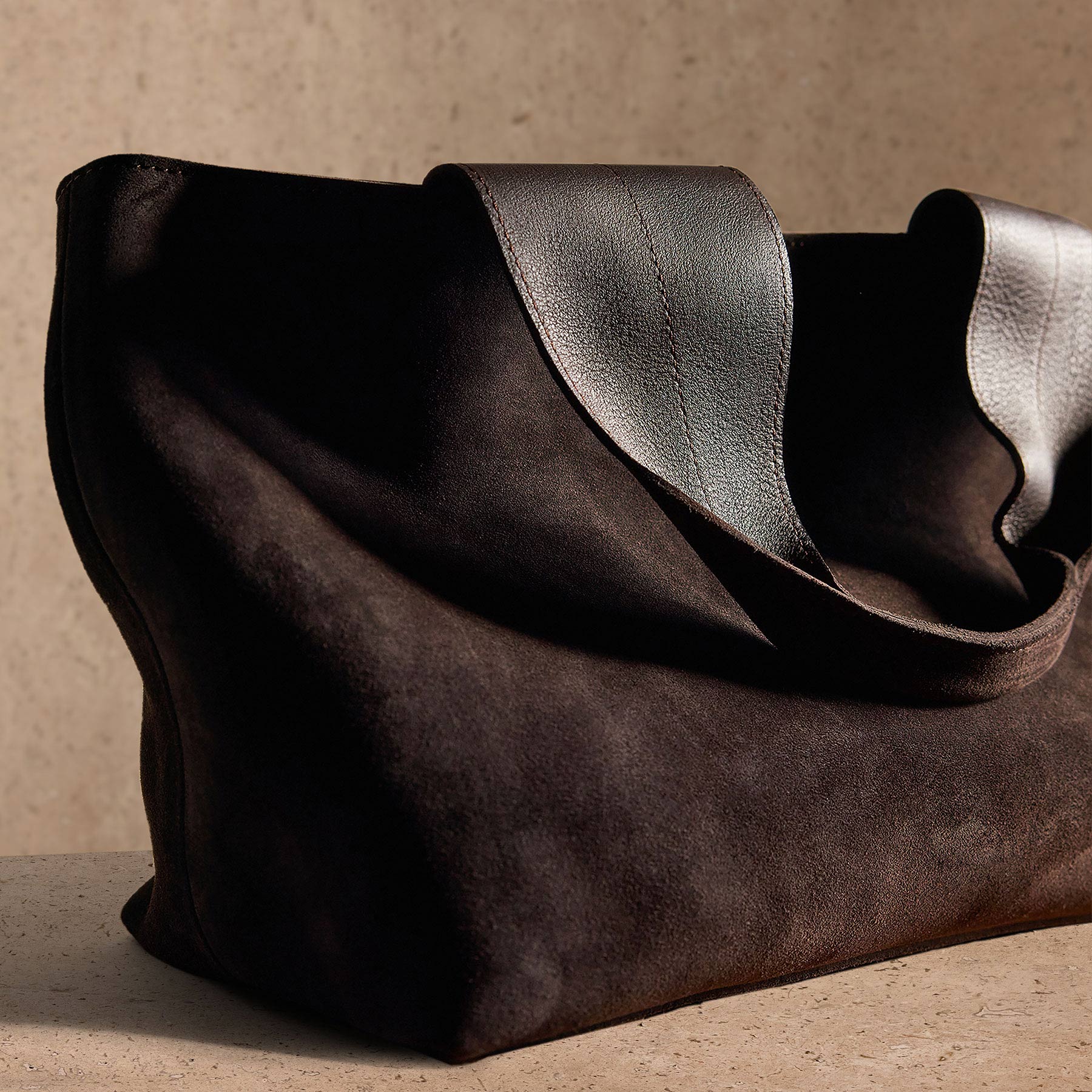 Suede Tote - Cafe