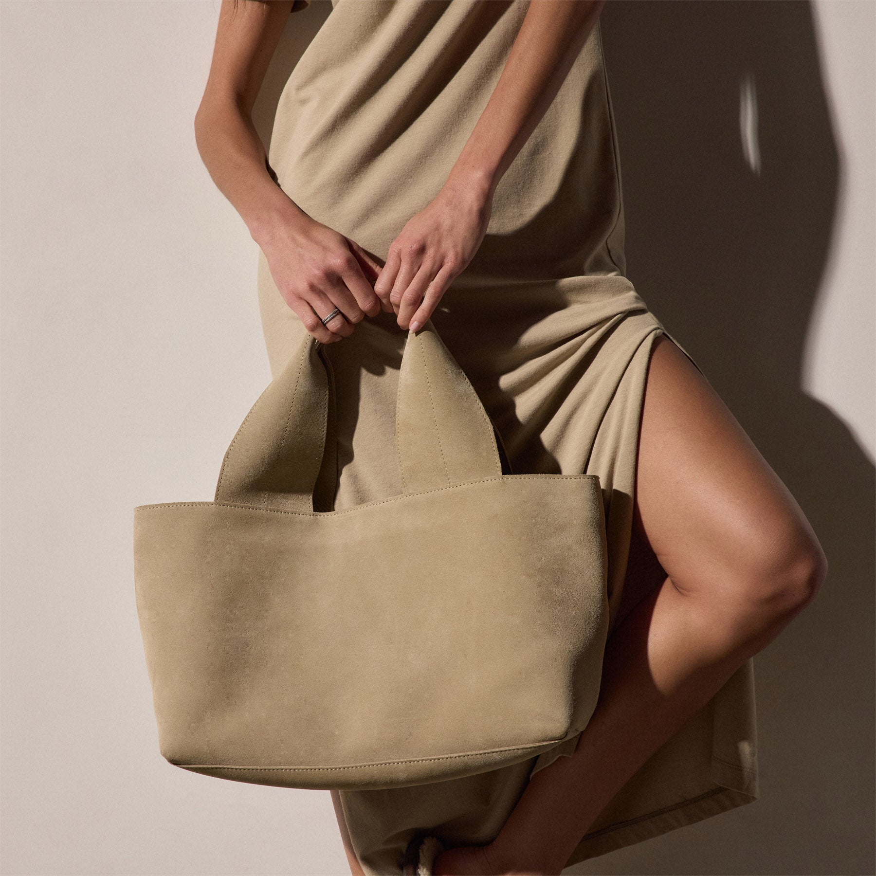 Suede Tote - Sand