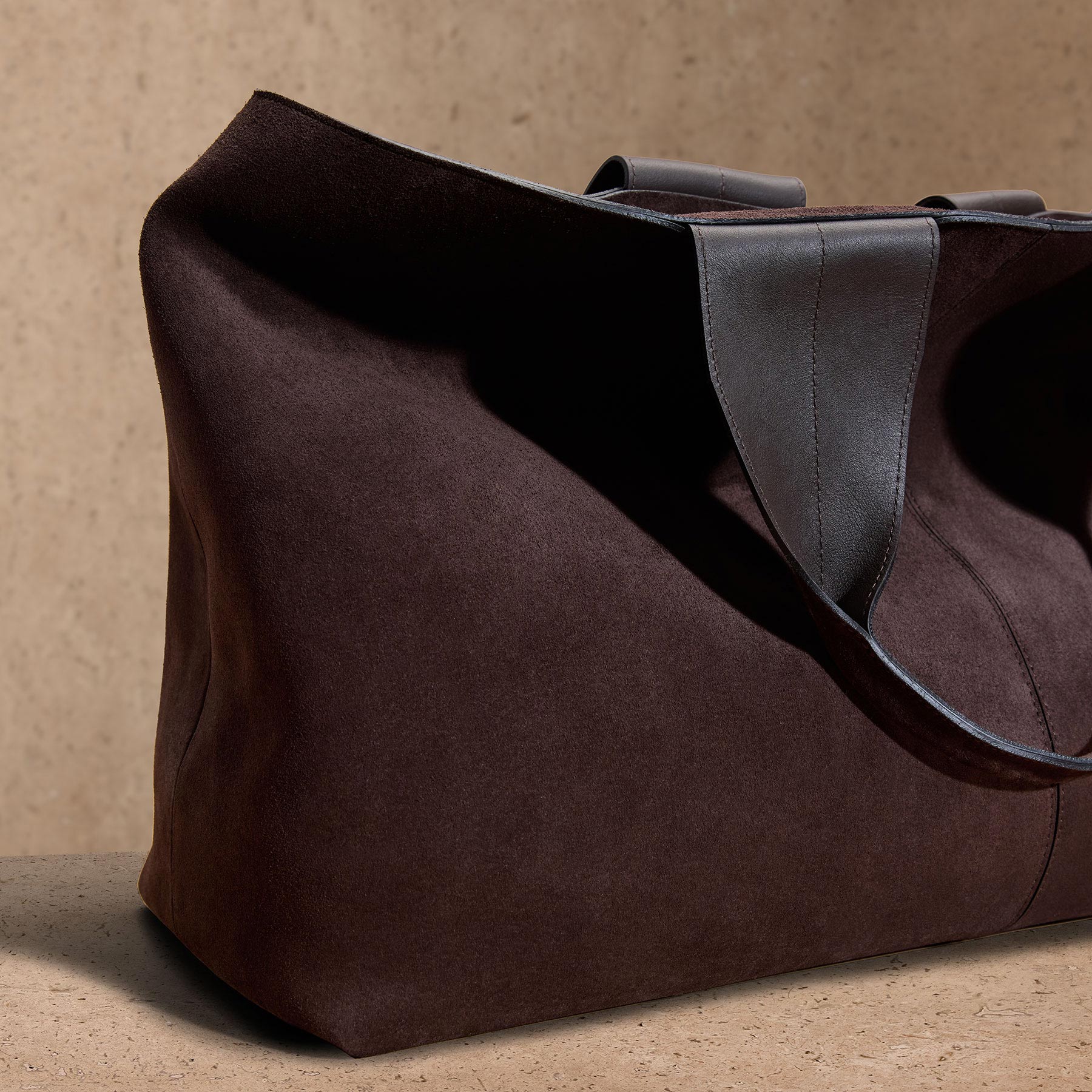 Suede Large Tote - Cafe