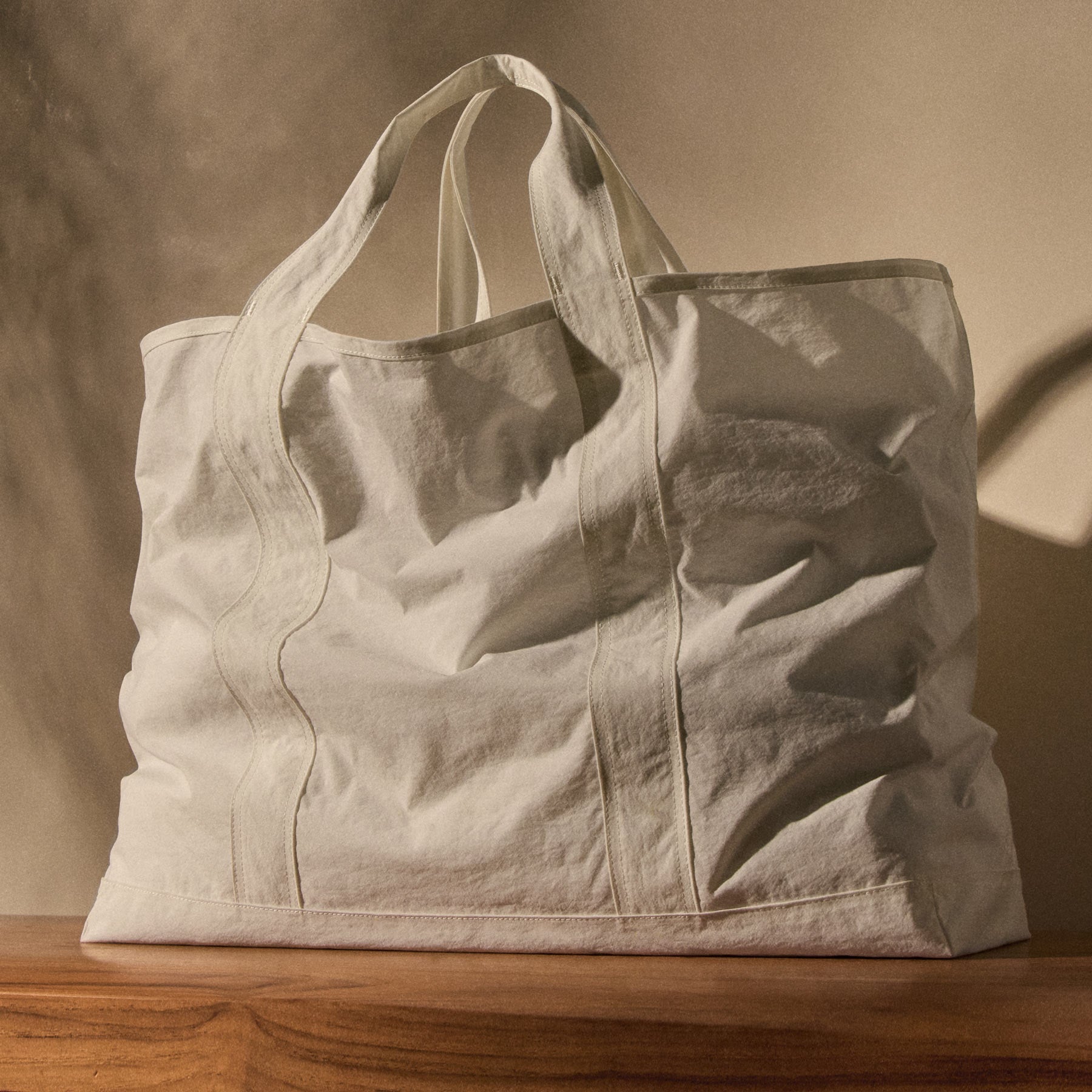 Large Matte Nylon Tote - White