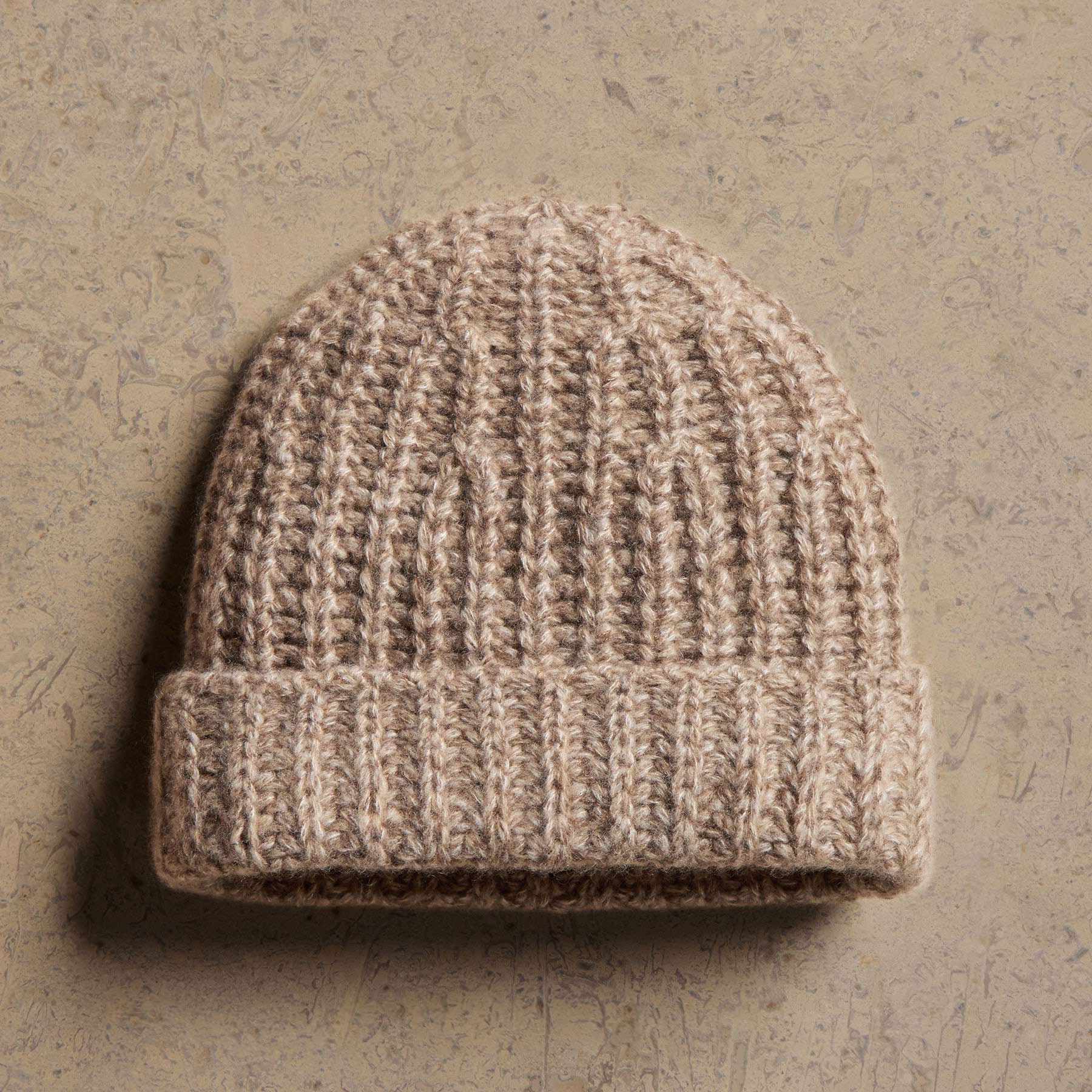 Cashmere Silk Marl Beanie - Grout Mix