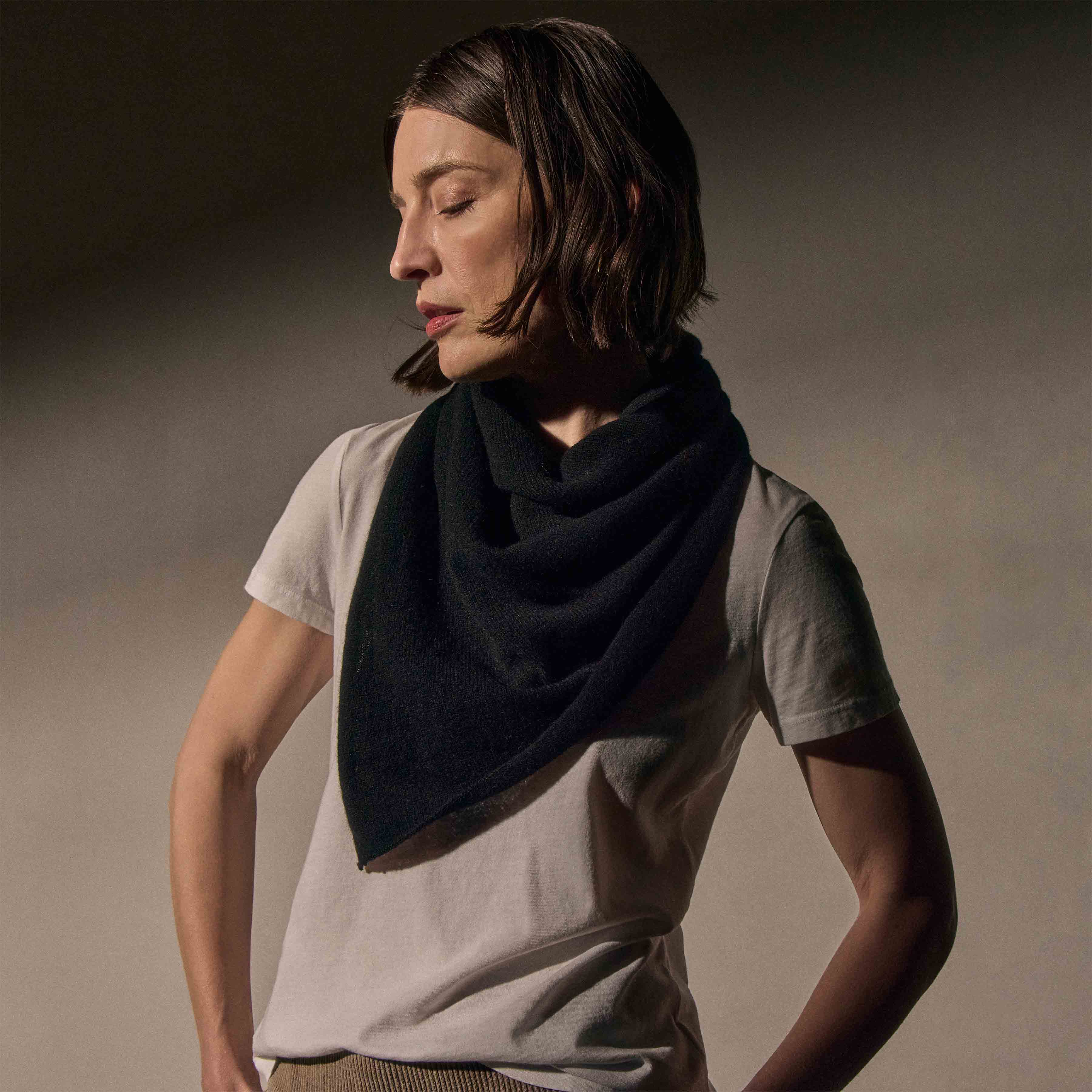 Open Knit Cashmere Scarf - Black