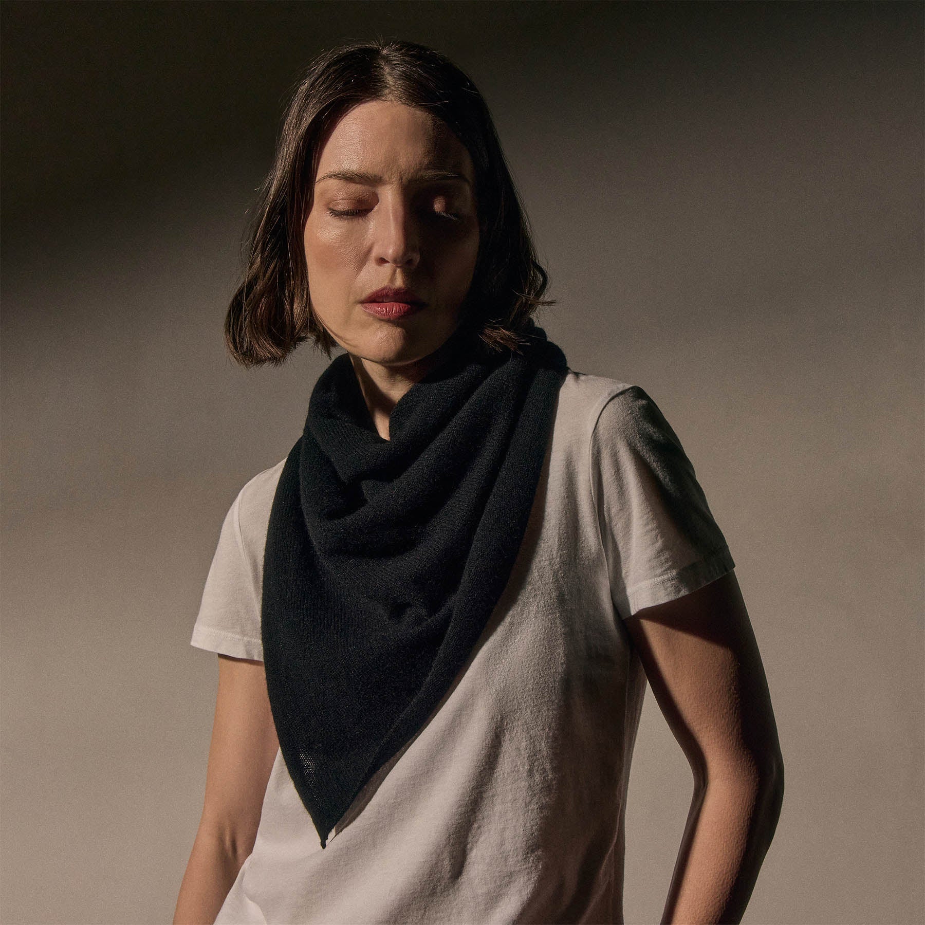 Open Knit Cashmere Scarf - Black