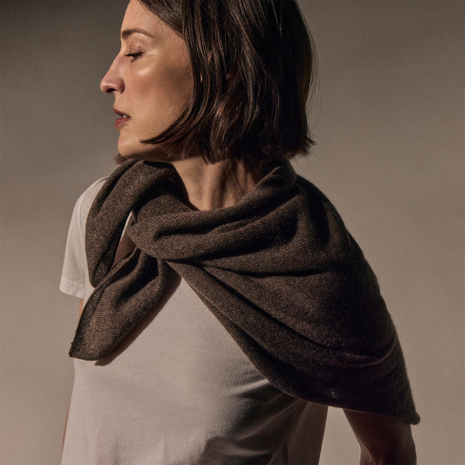 Open Knit Cashmere Scarf - Brownstone