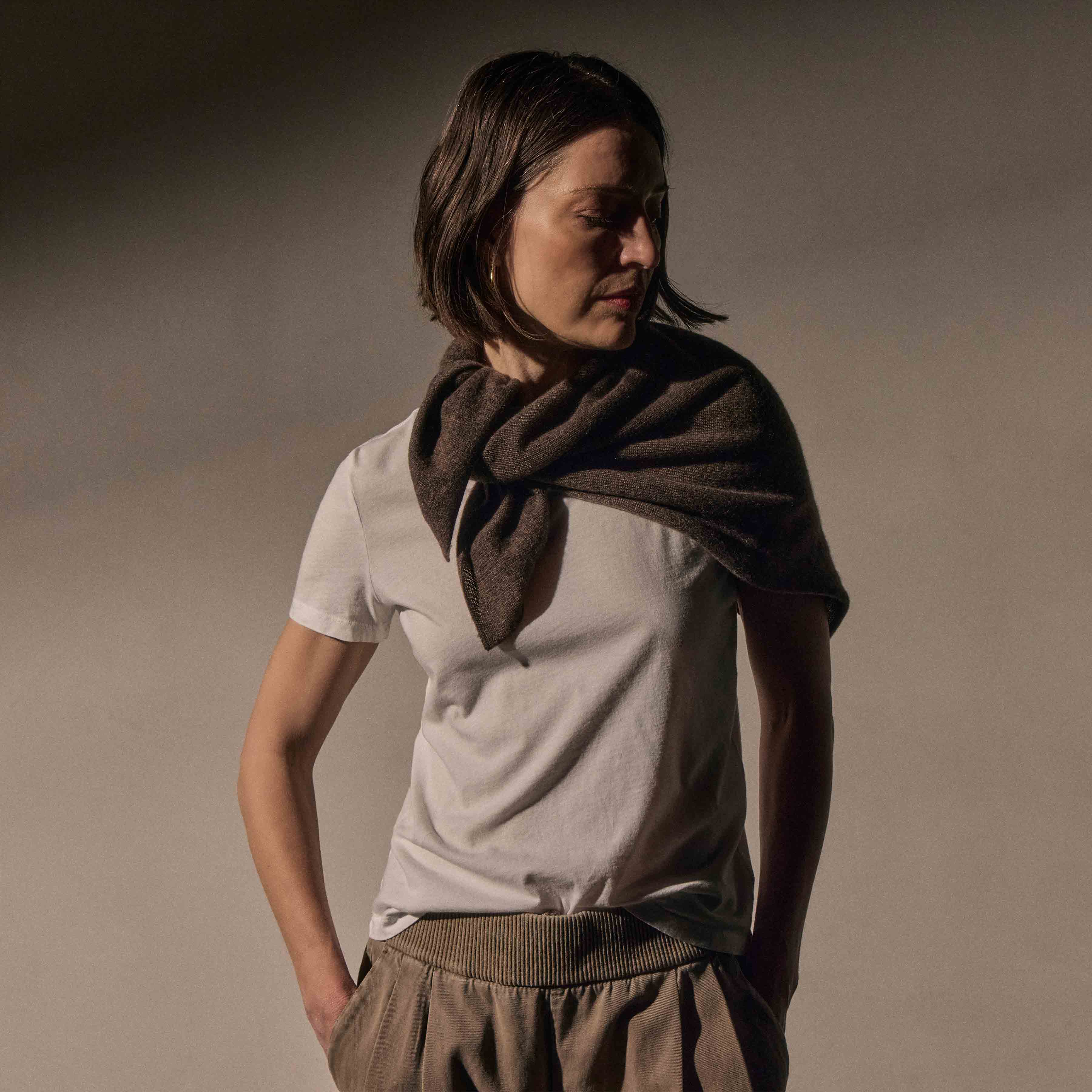 Open Knit Cashmere Scarf - Brownstone