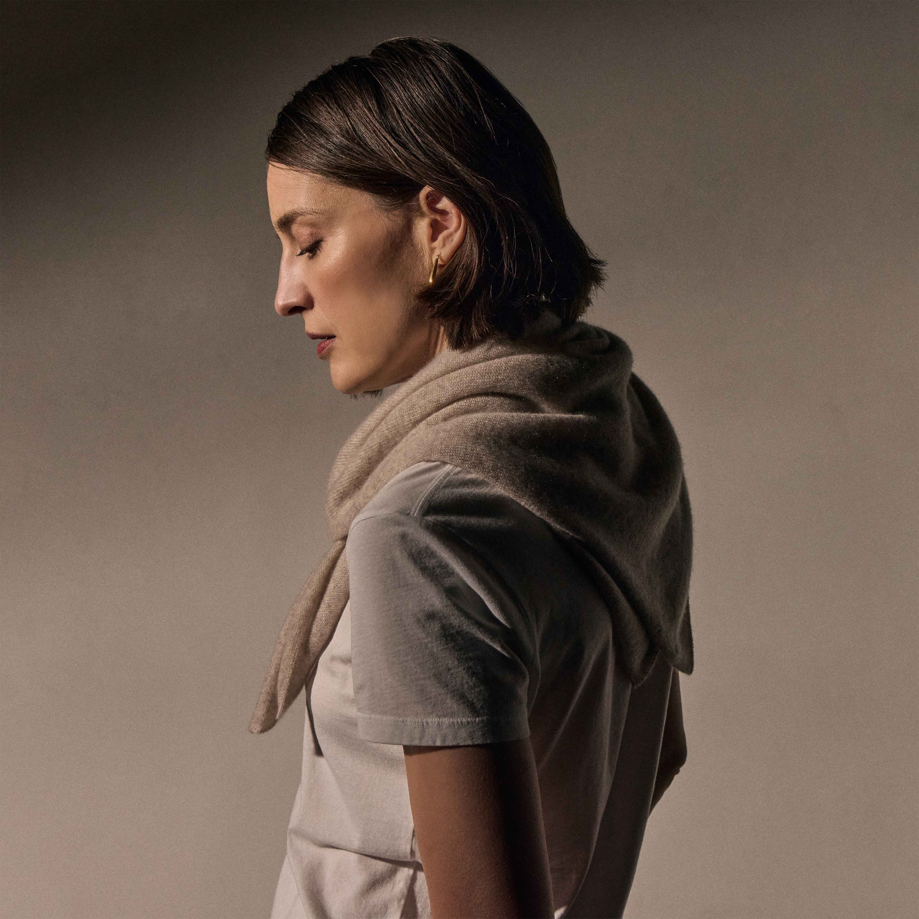 Open Knit Cashmere Scarf - Light Beige