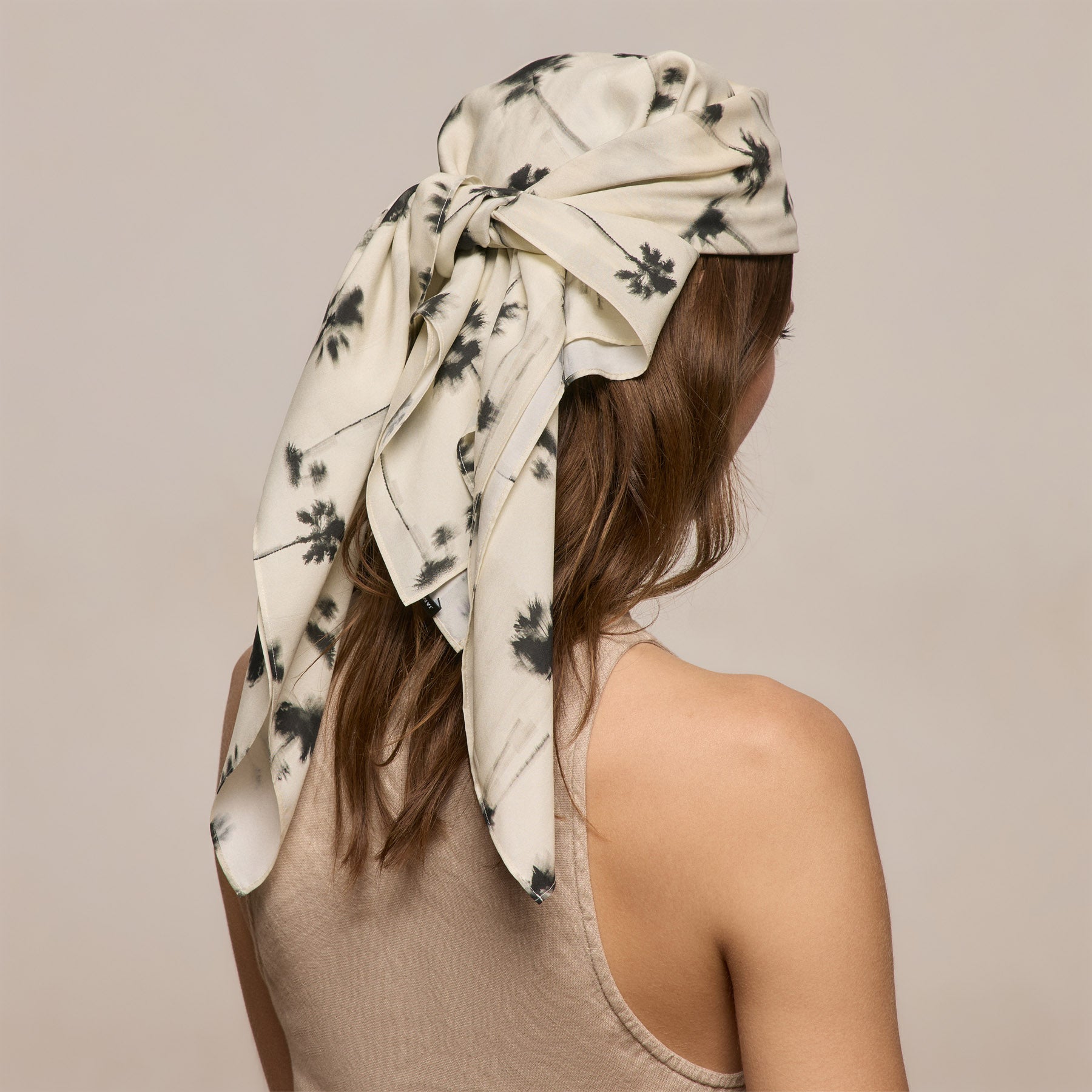 Printed Washed Silk Scarf - Allover Palm Print