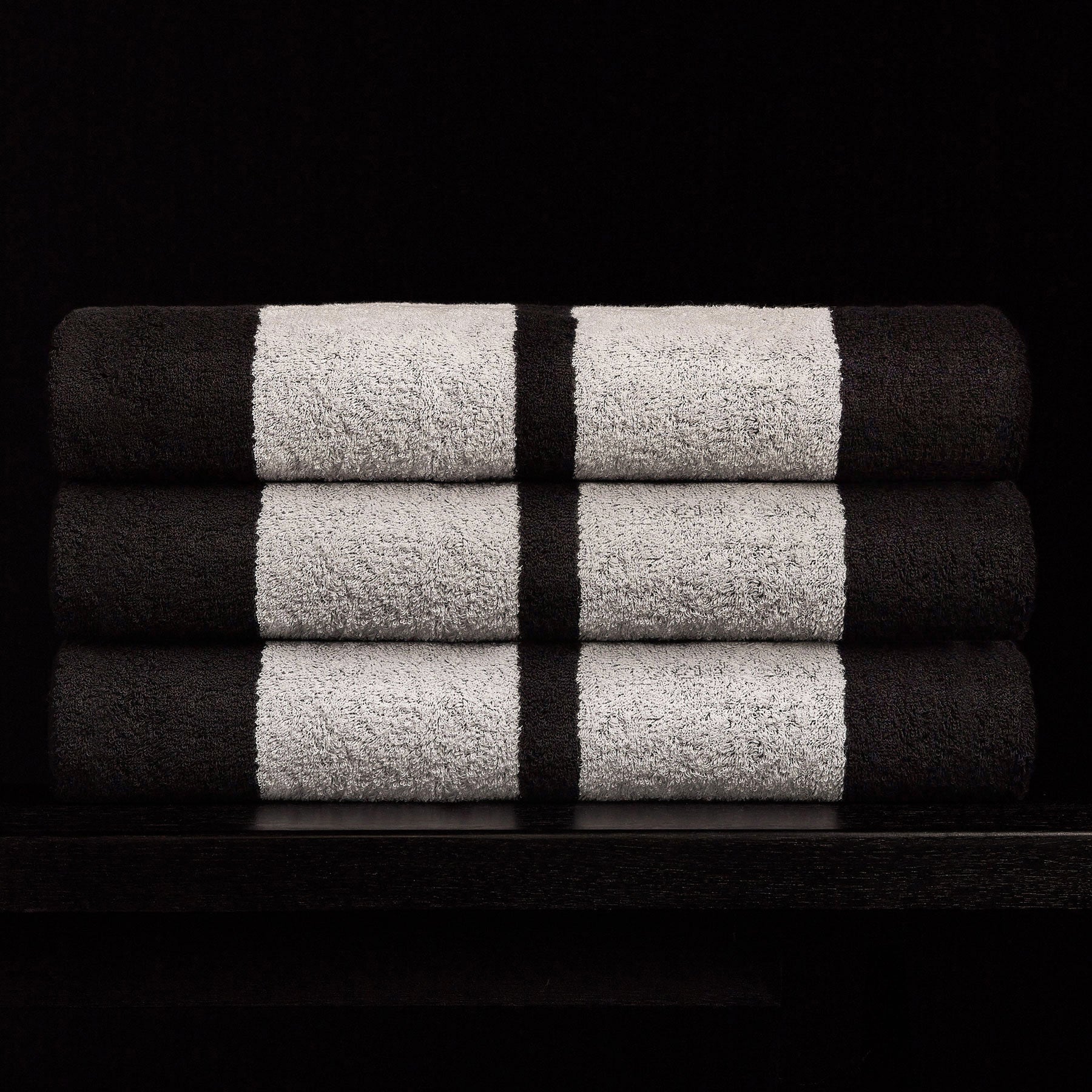 Double Stripe Beach Towel - Black/Optic White
