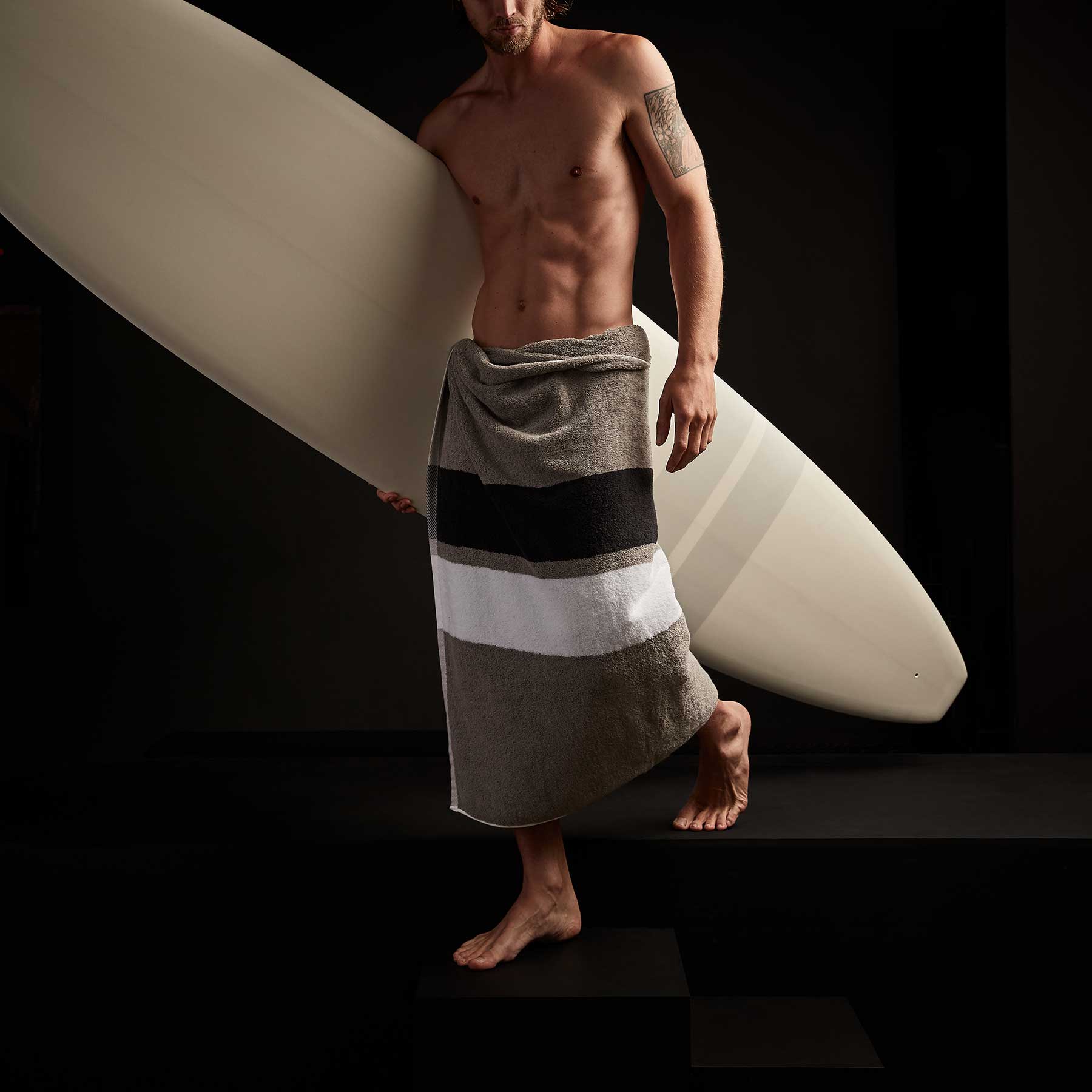 Classic Longboard  7Ft 10In - Matte White & Grey Stripe