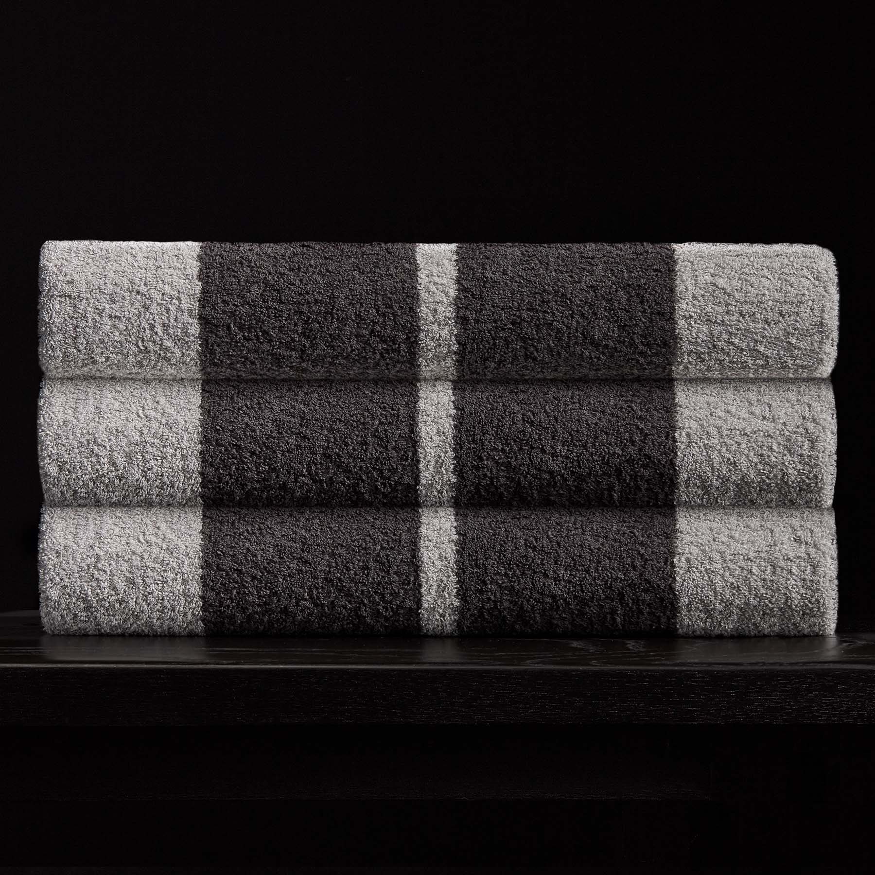 Wide Stripe Beach Towel - Fog/Slate