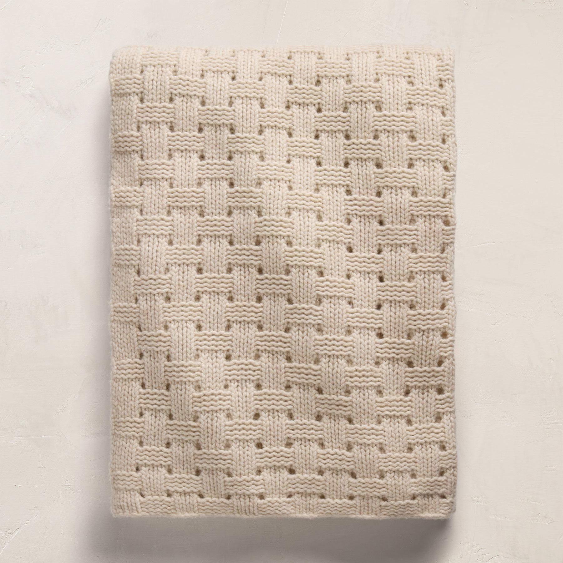 2 Tone Basket Weave Blanket - Chalk/Eco Alabaster