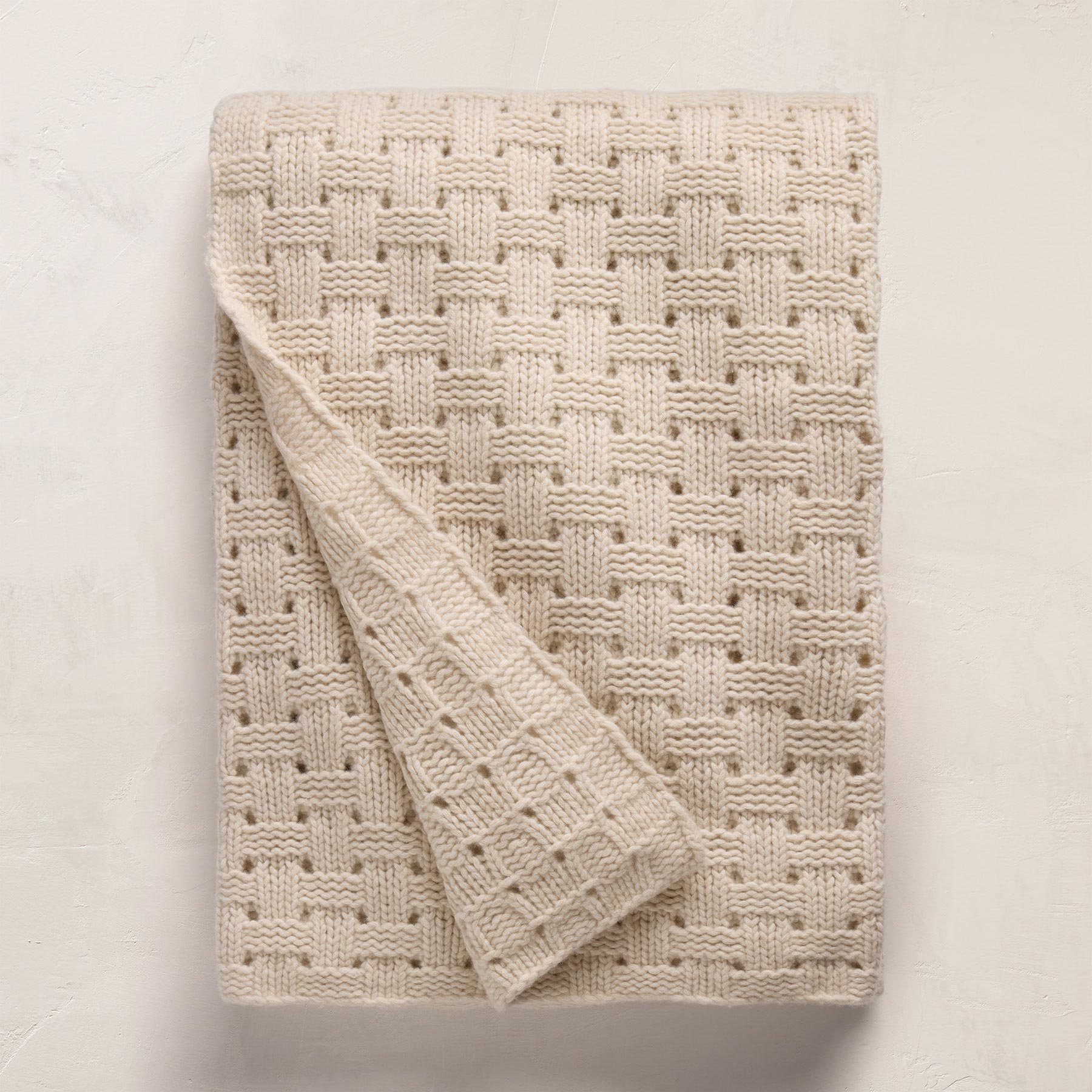 2 Tone Basket Weave Blanket - Chalk/Eco Alabaster