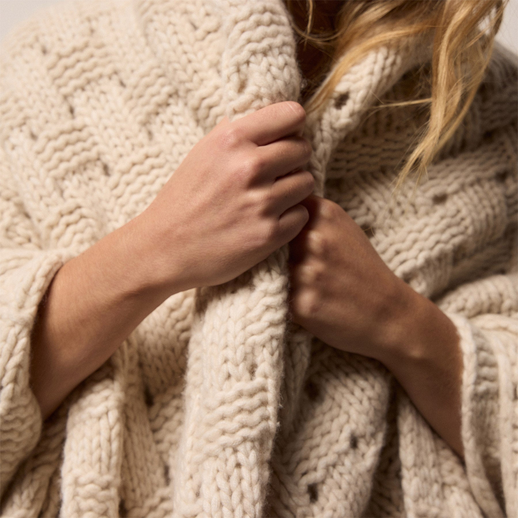 2 Tone Basket Weave Blanket - Chalk/Eco Alabaster