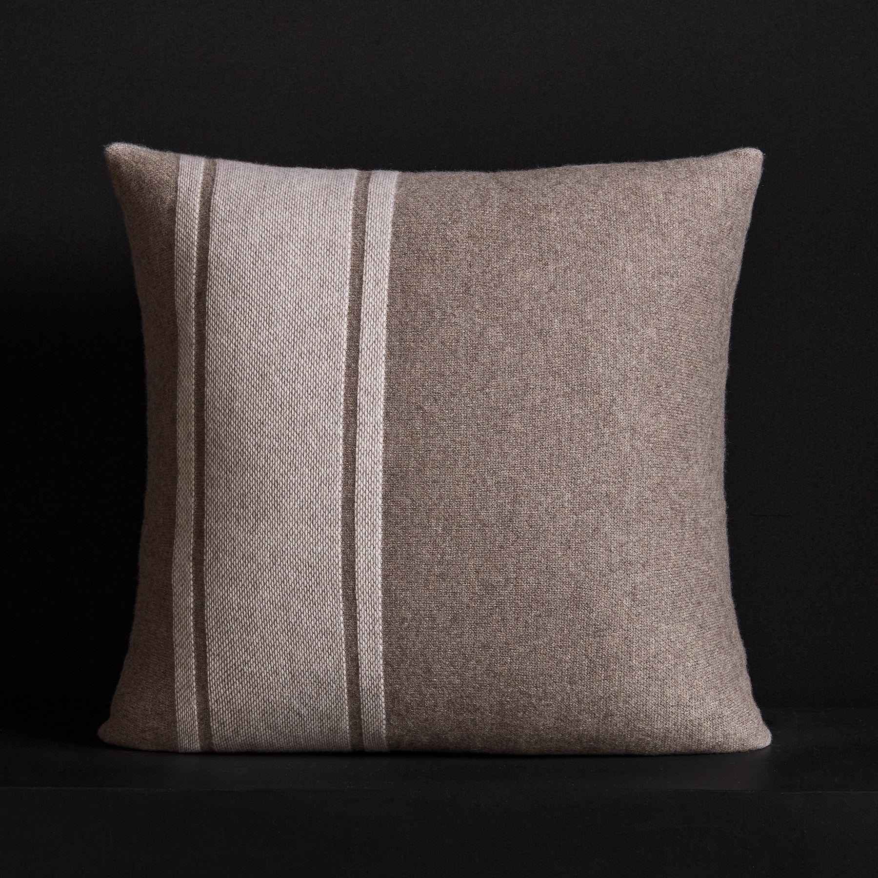 Baja Stripe Knit Blanket & Sham Gift Set - Taupe Melange/Ivory