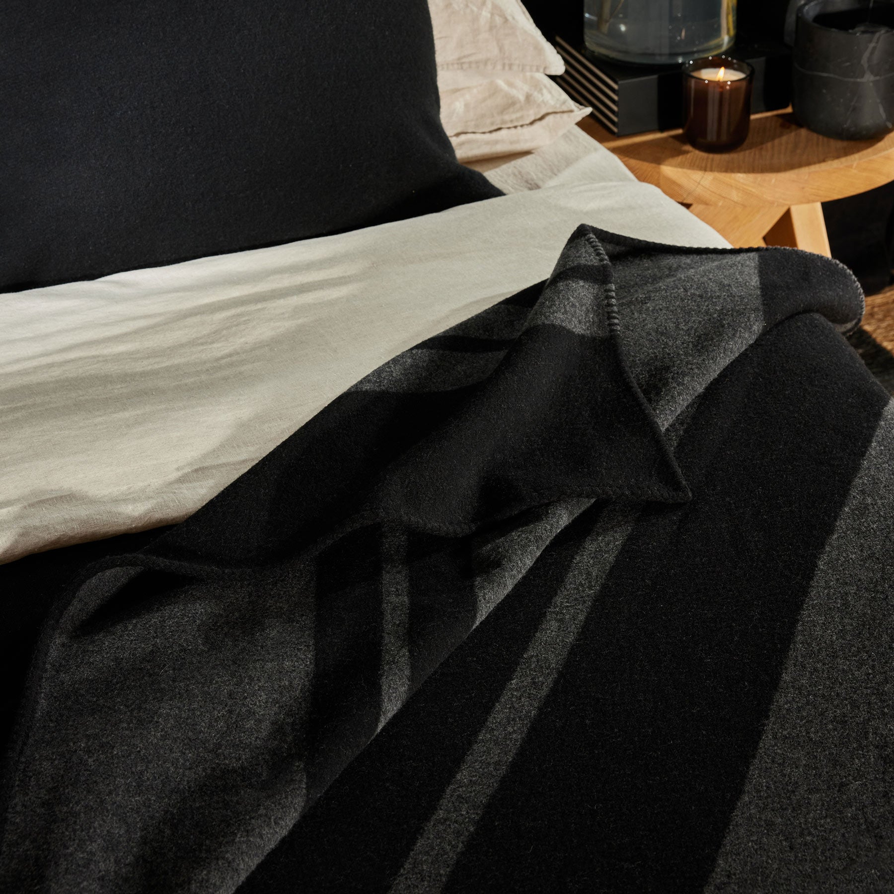 Sarti Striped Throw - Black/Lead