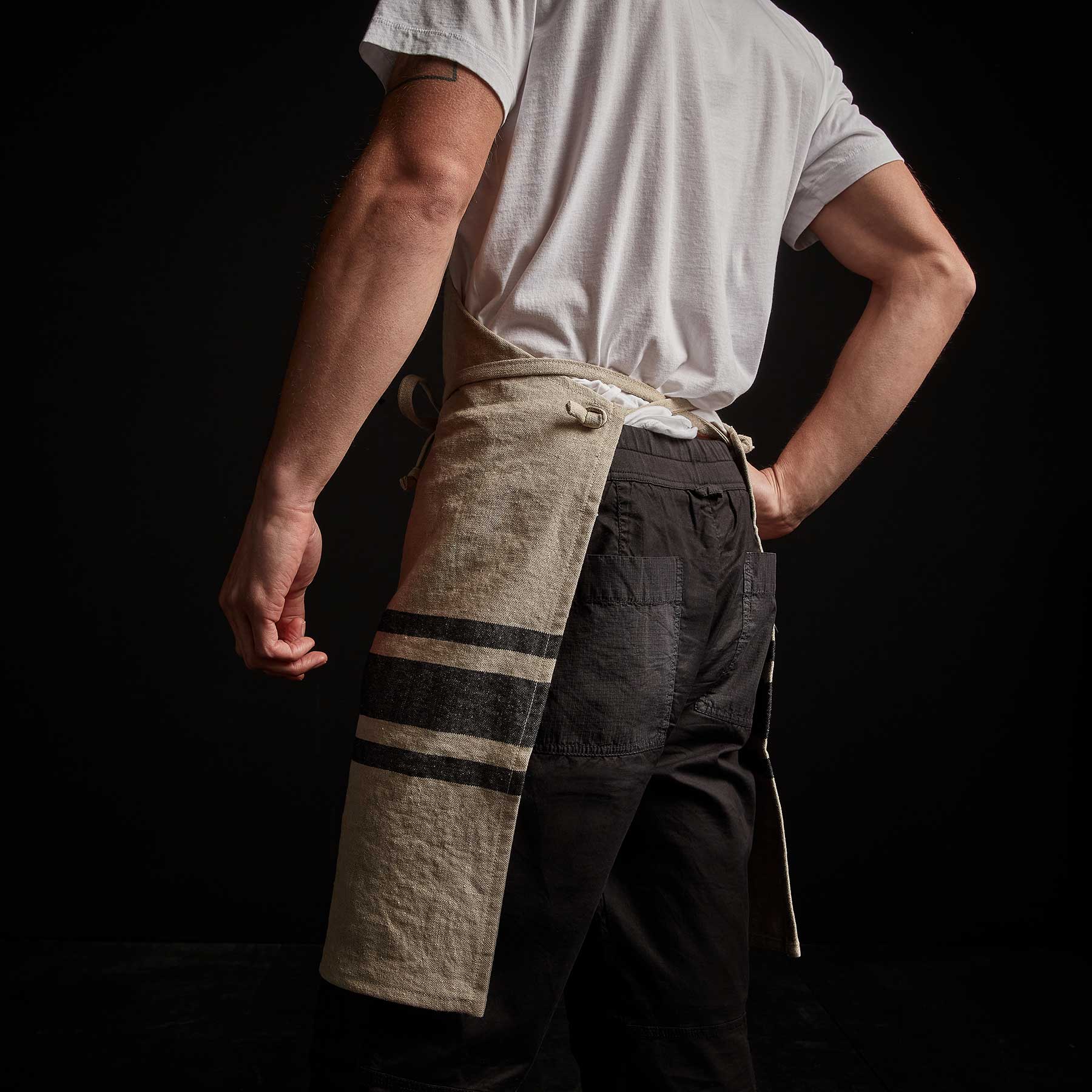 Three Stripe Chef's Apron - Natural/Black