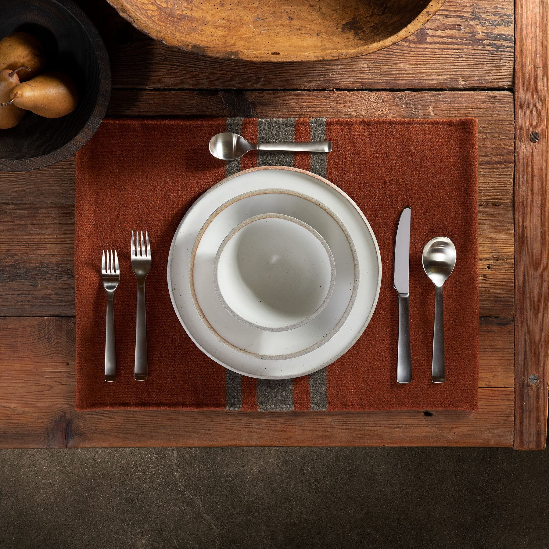 Wool Striped Placemat - Ochre/Flint