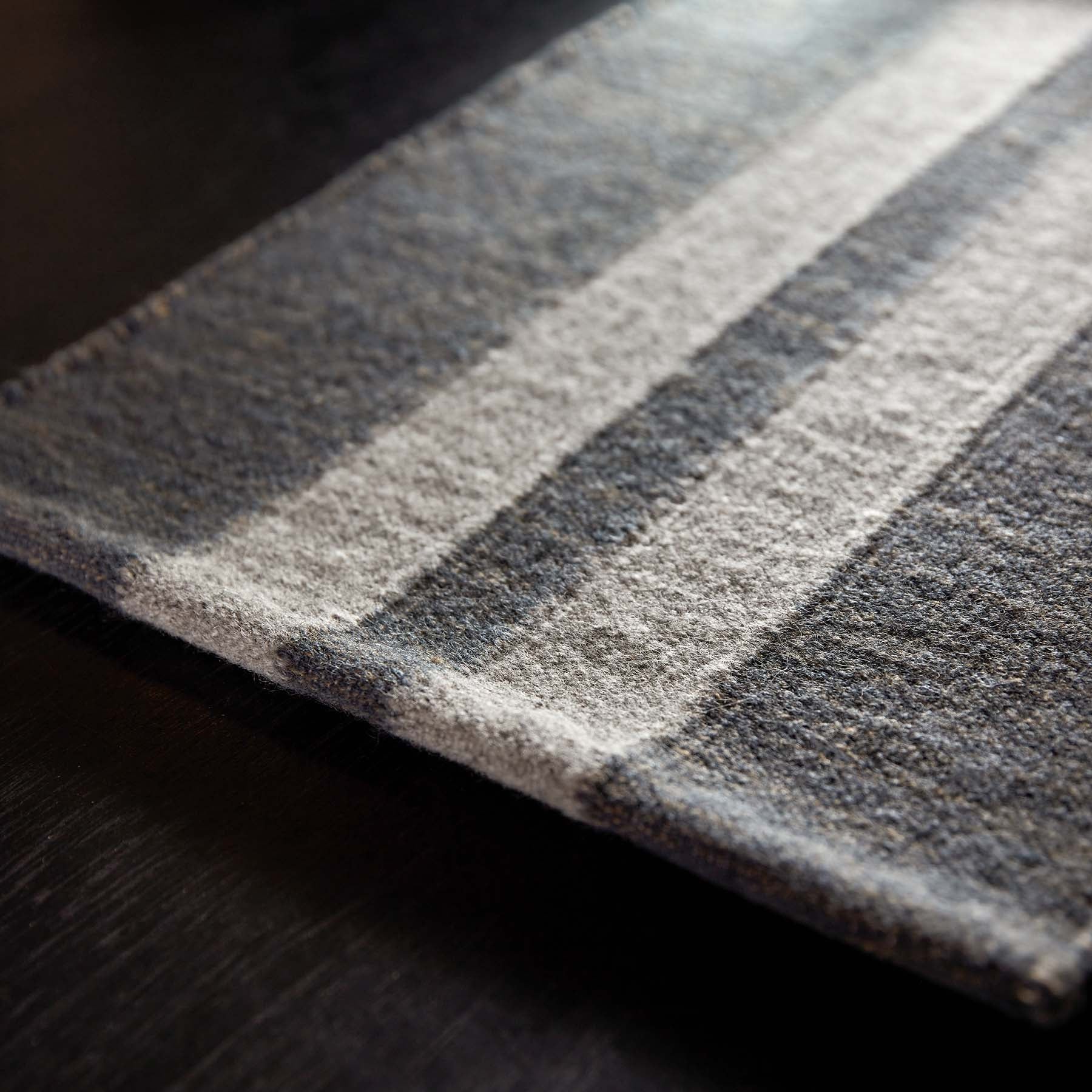 Wool Double Stripe Placemat  - Guntmetal Marle/Pearl Grey
