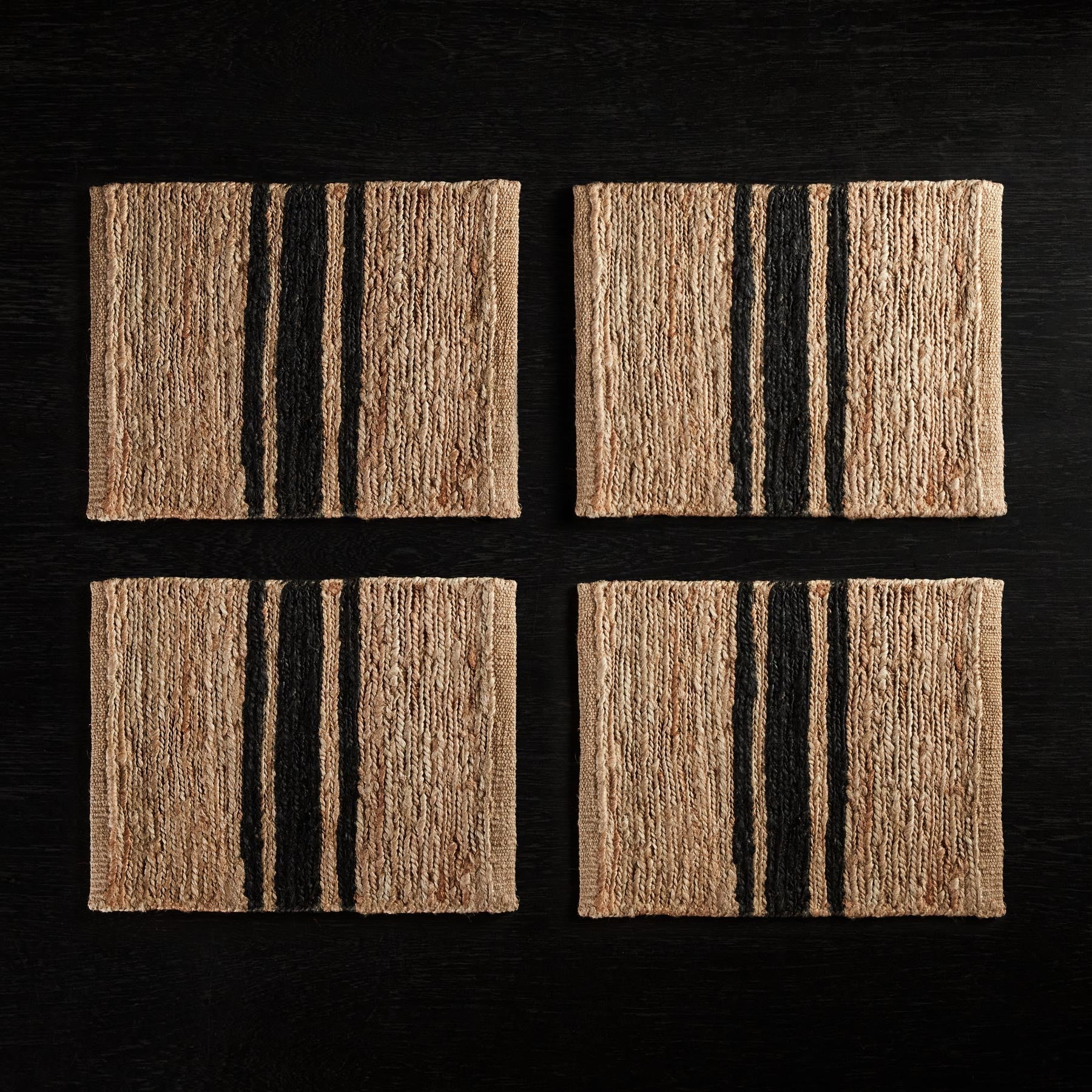 Jute Placemats (Set of 4) - Natural/Charcoal Stripe