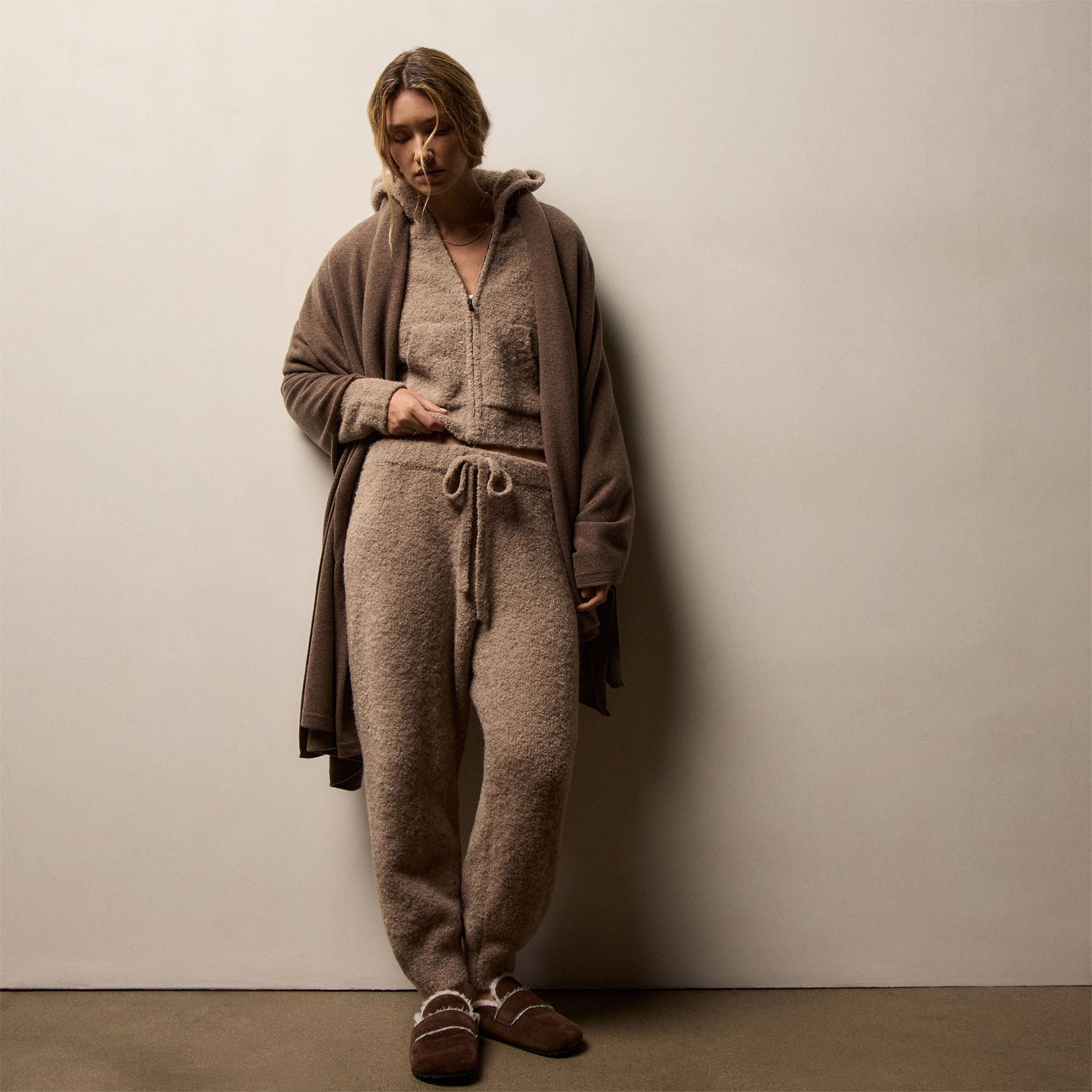 Recycled Cashmere Blanket - Mid Brown