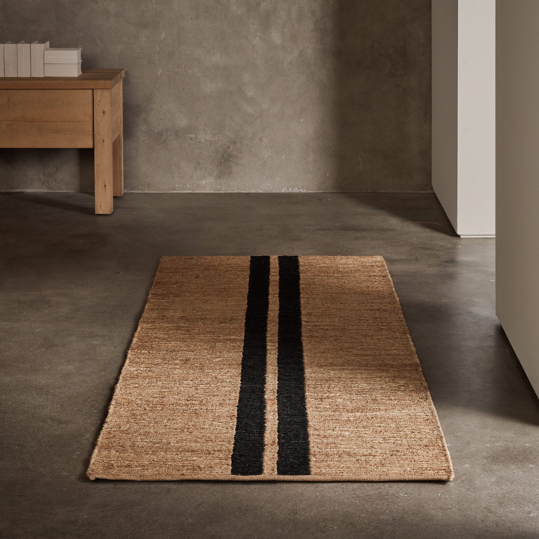 Jute Runner - Natural/Charcoal Stripe