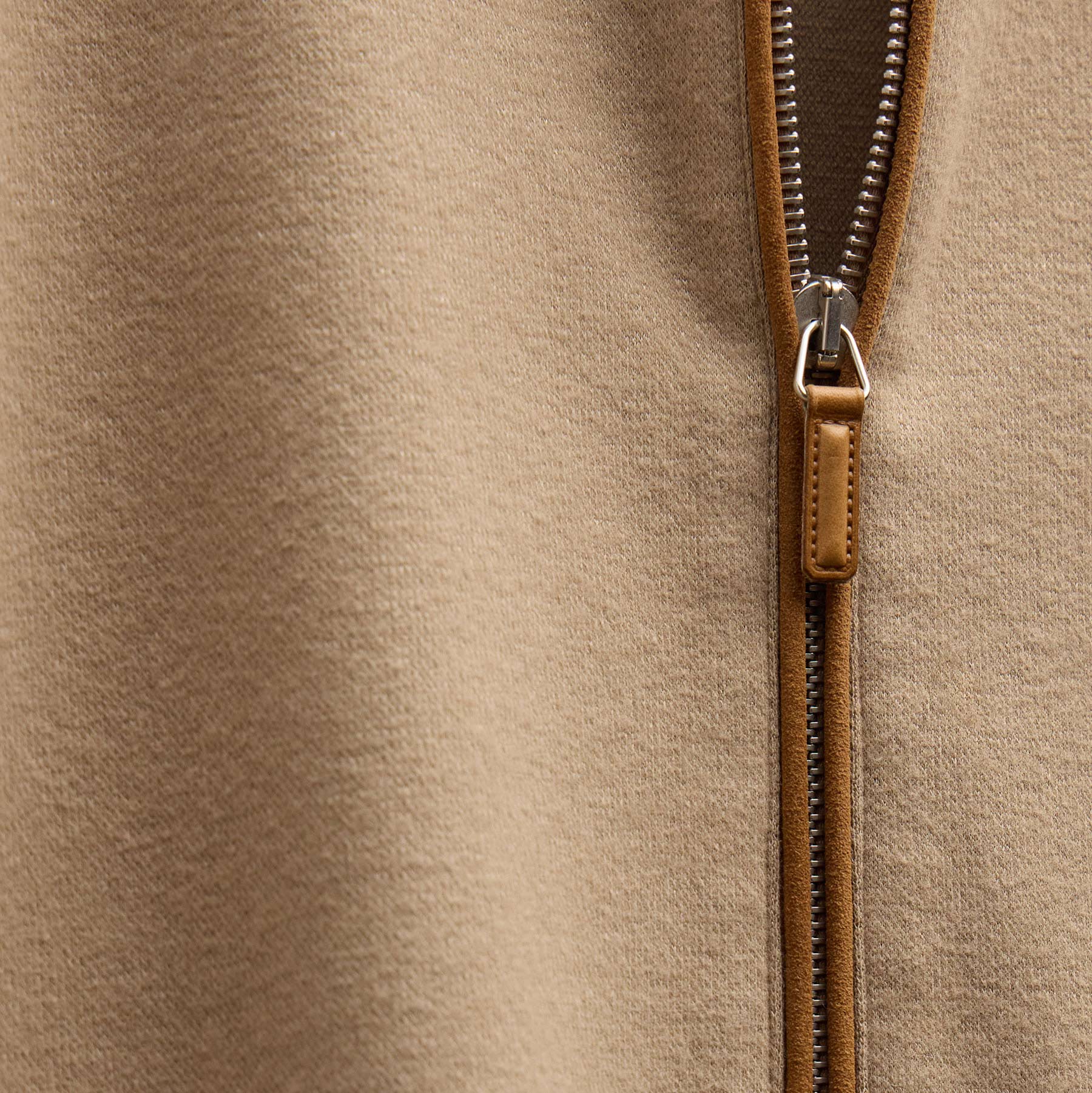 Brushed Cotton Coach Jacket - Soft Beige/Whiskey