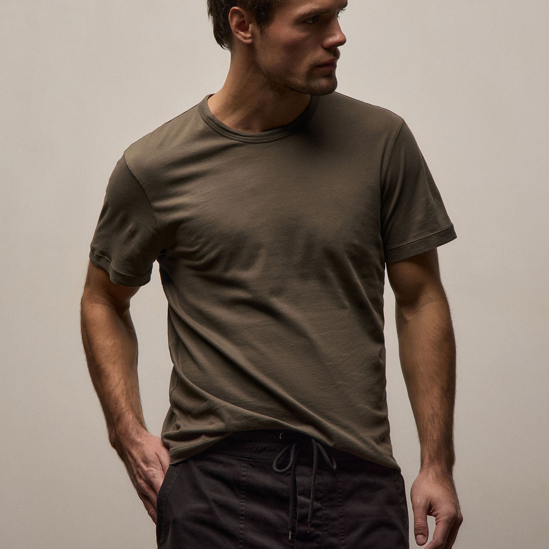 Brushed Lotus Crew - Army Green