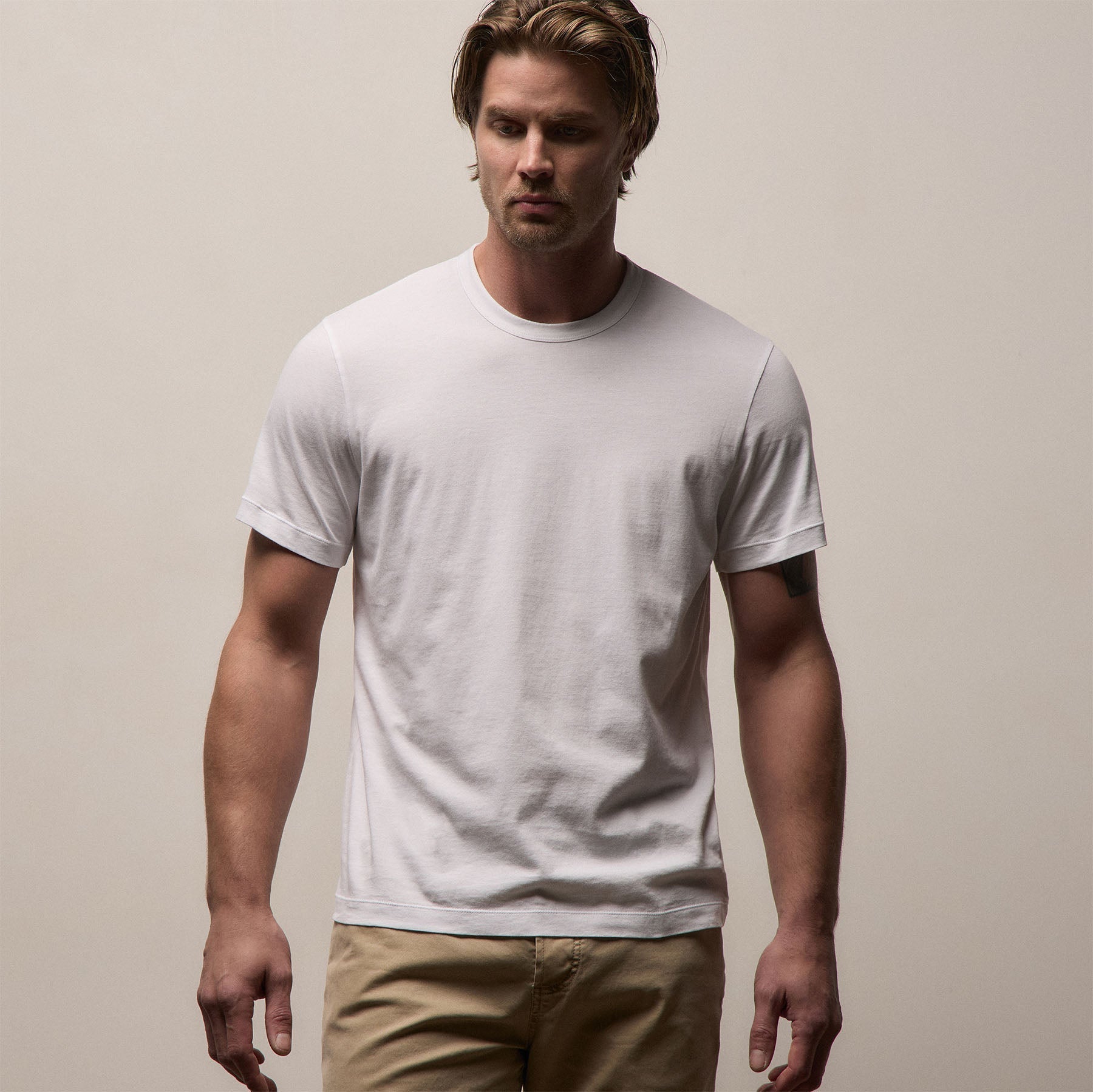 Brushed Lotus Crew - White