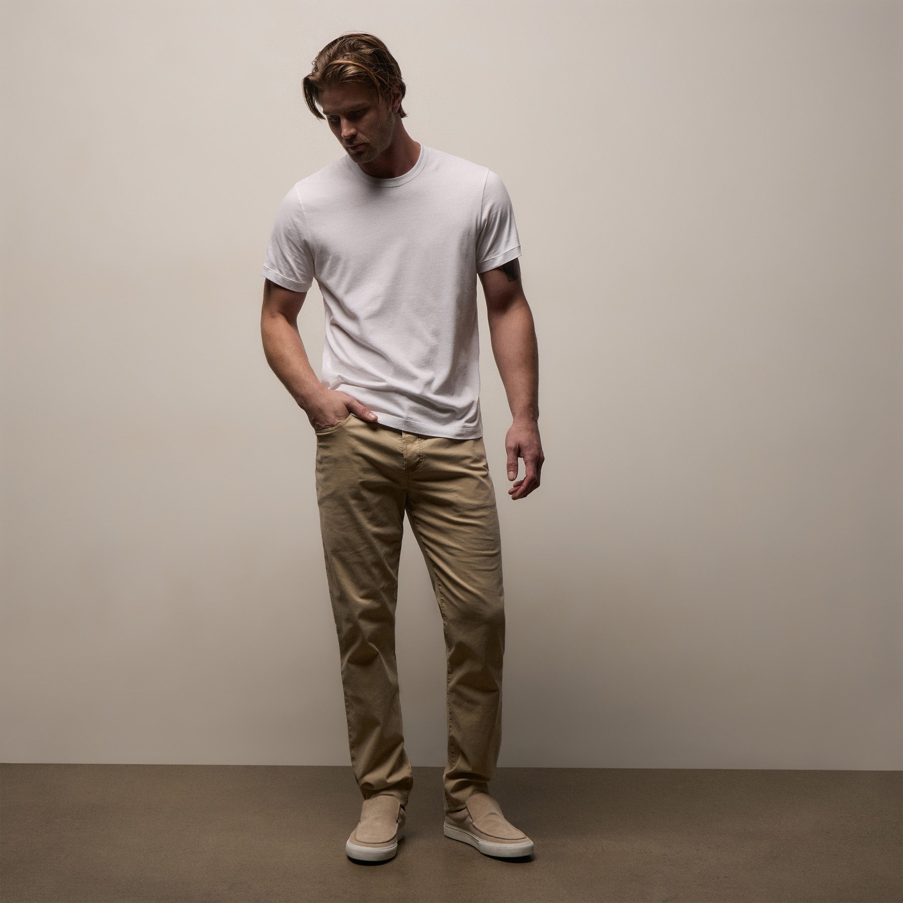 Brushed Lotus Crew - White
