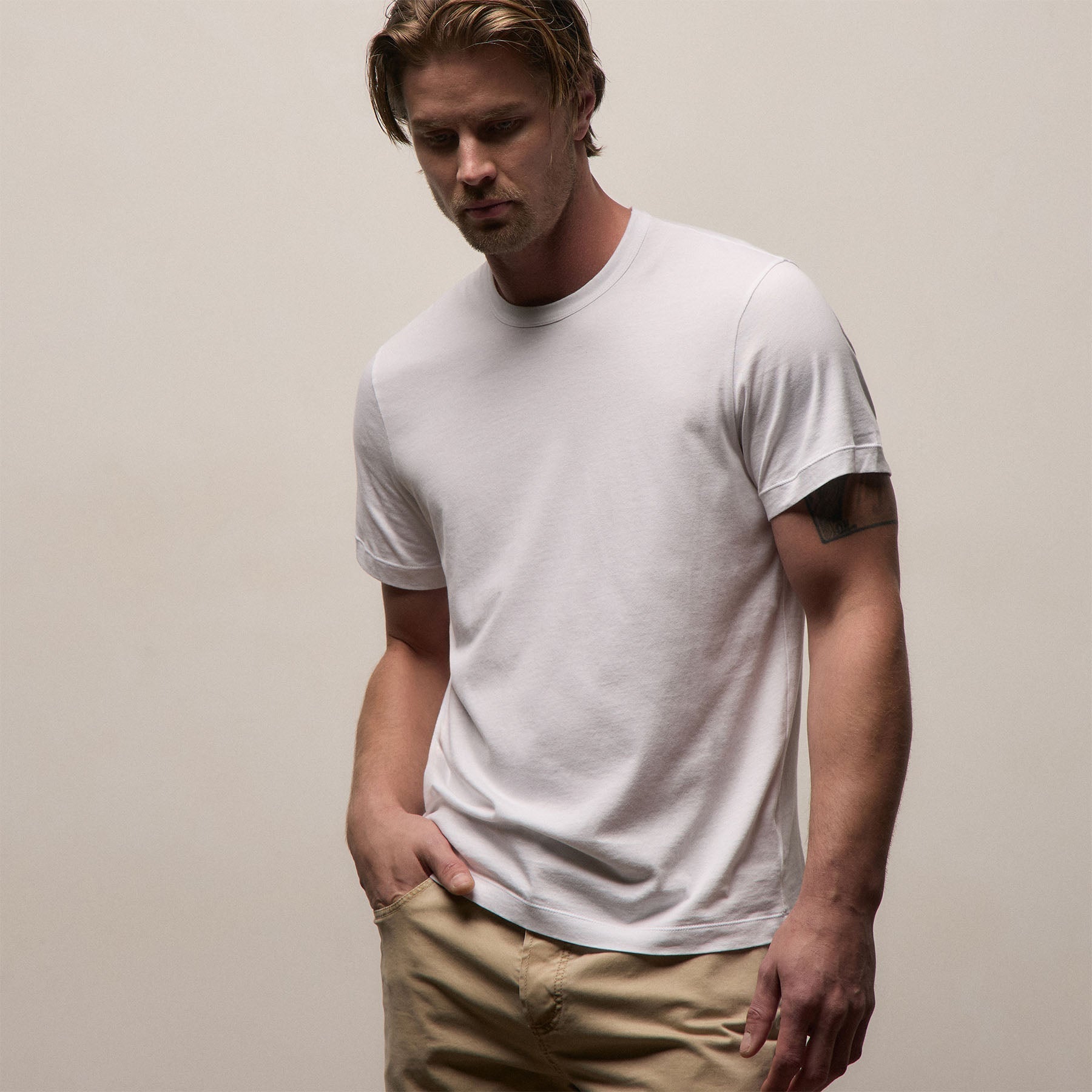 Brushed Lotus Crew - White