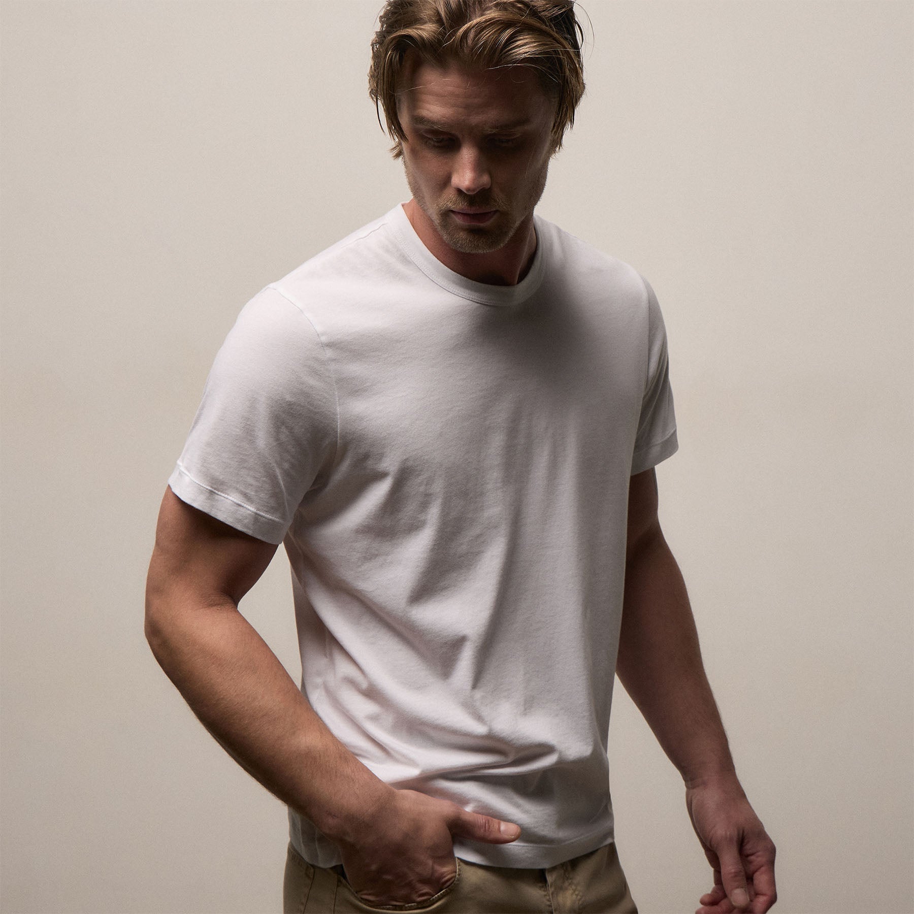 Brushed Lotus Crew - White