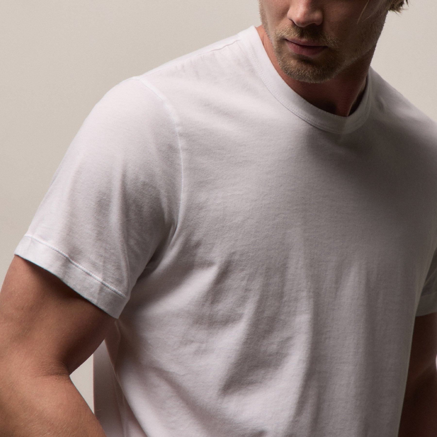 Brushed Lotus Crew - White