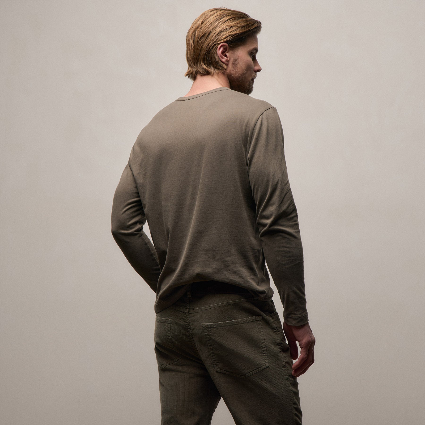 Brushed Lotus Long Sleeve Crew - Army Green