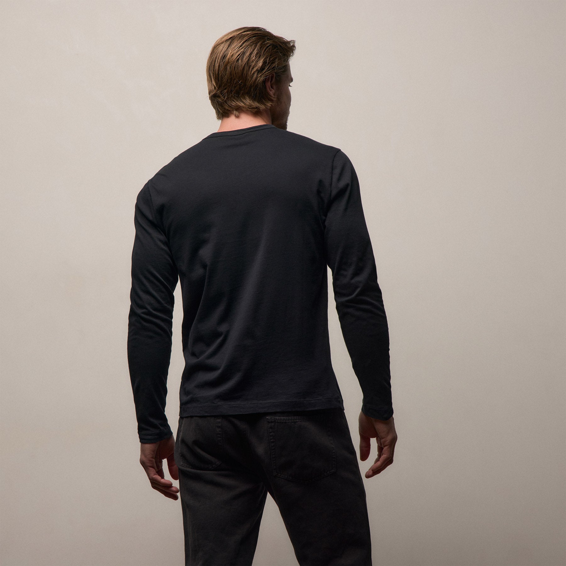 Brushed Lotus Long Sleeve Crew - Black