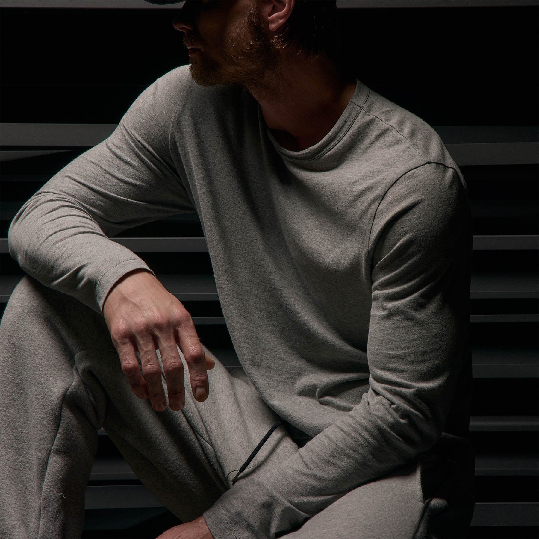 Brushed Lotus Long Sleeve Crew - Heather Grey