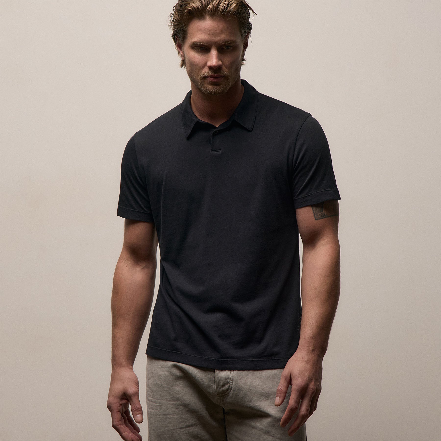 Brushed Lotus Polo - Black