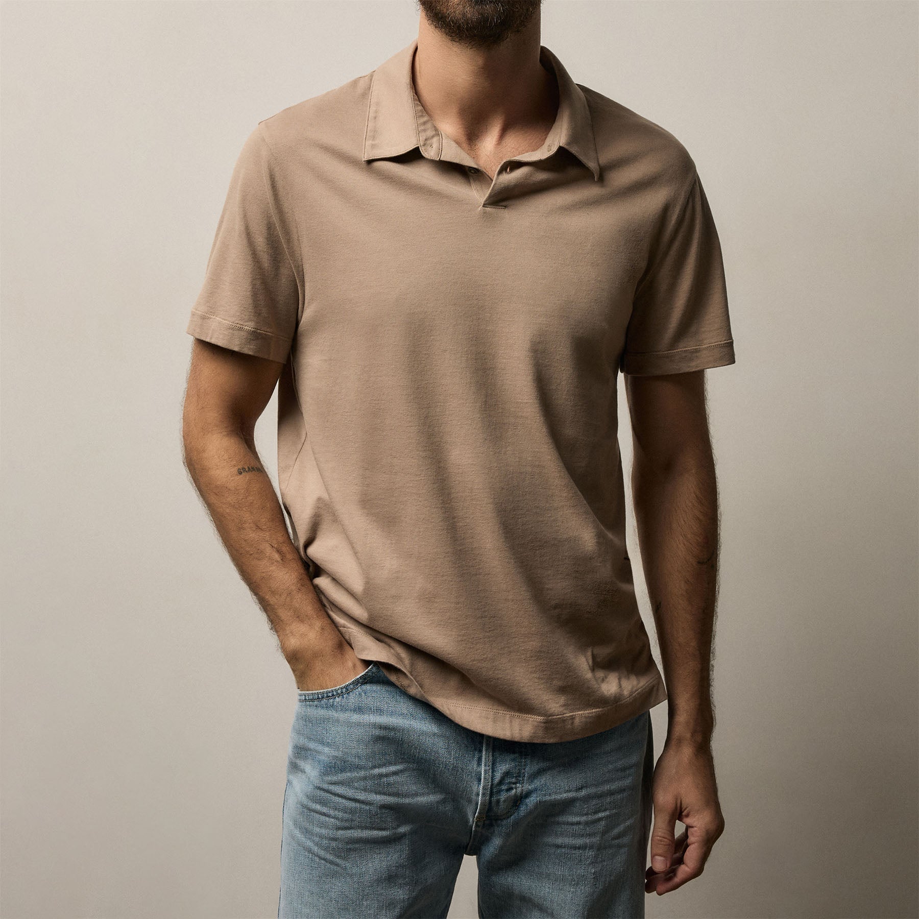 Brushed Lotus Polo - Coffee