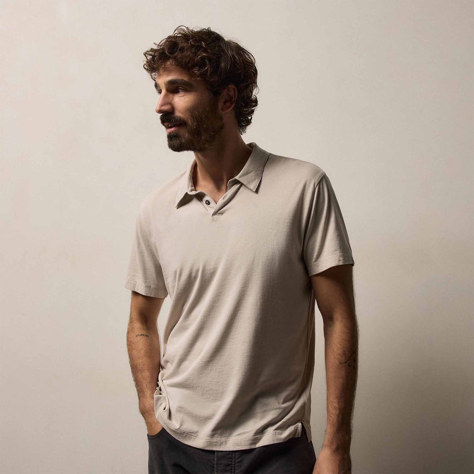 Brushed Lotus Polo - Salt