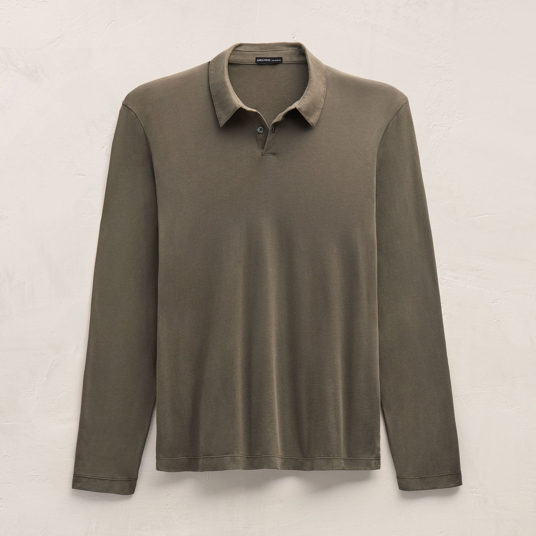 Brushed Lotus Long Sleeve Polo - Army Green