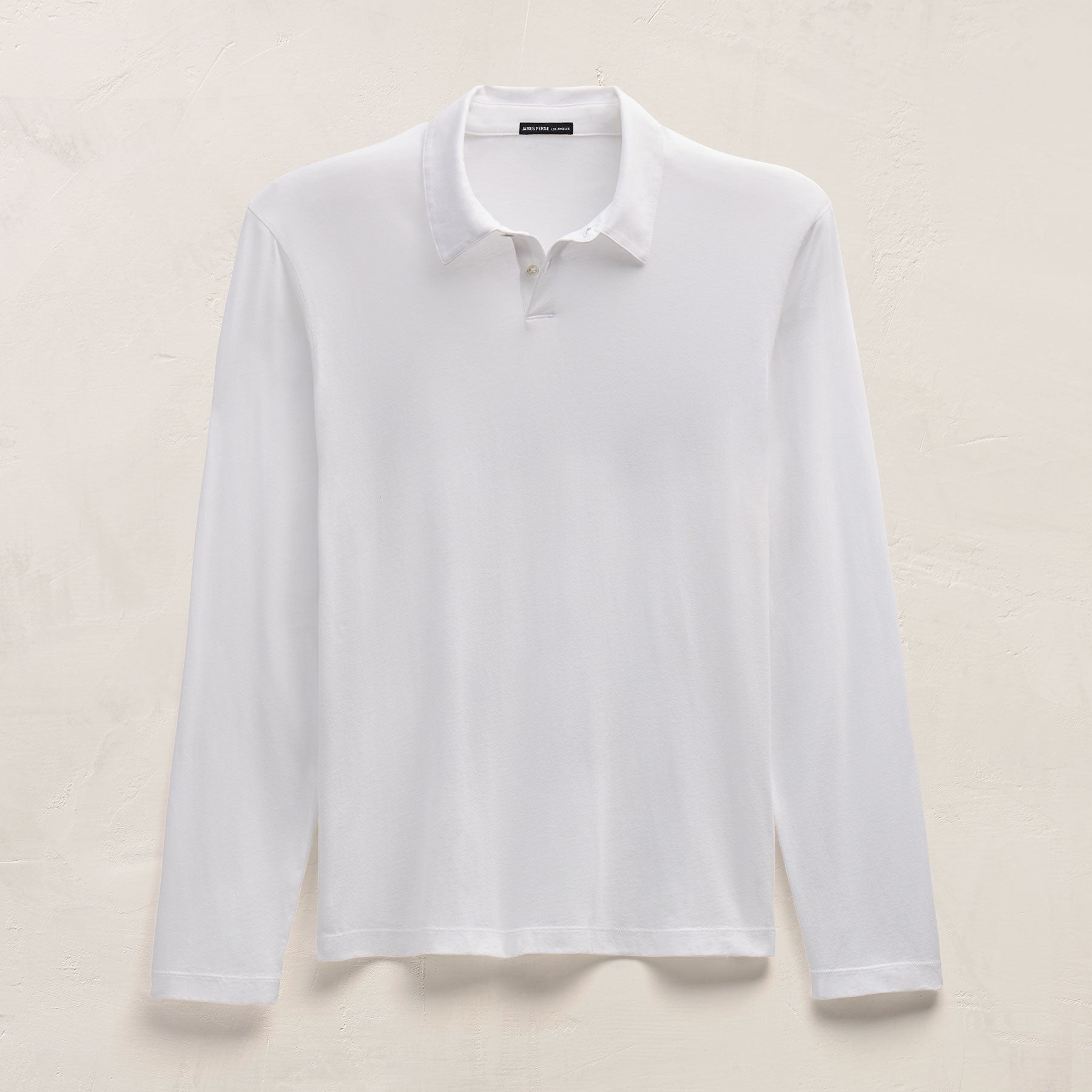 Brushed Lotus Long Sleeve Polo - White
