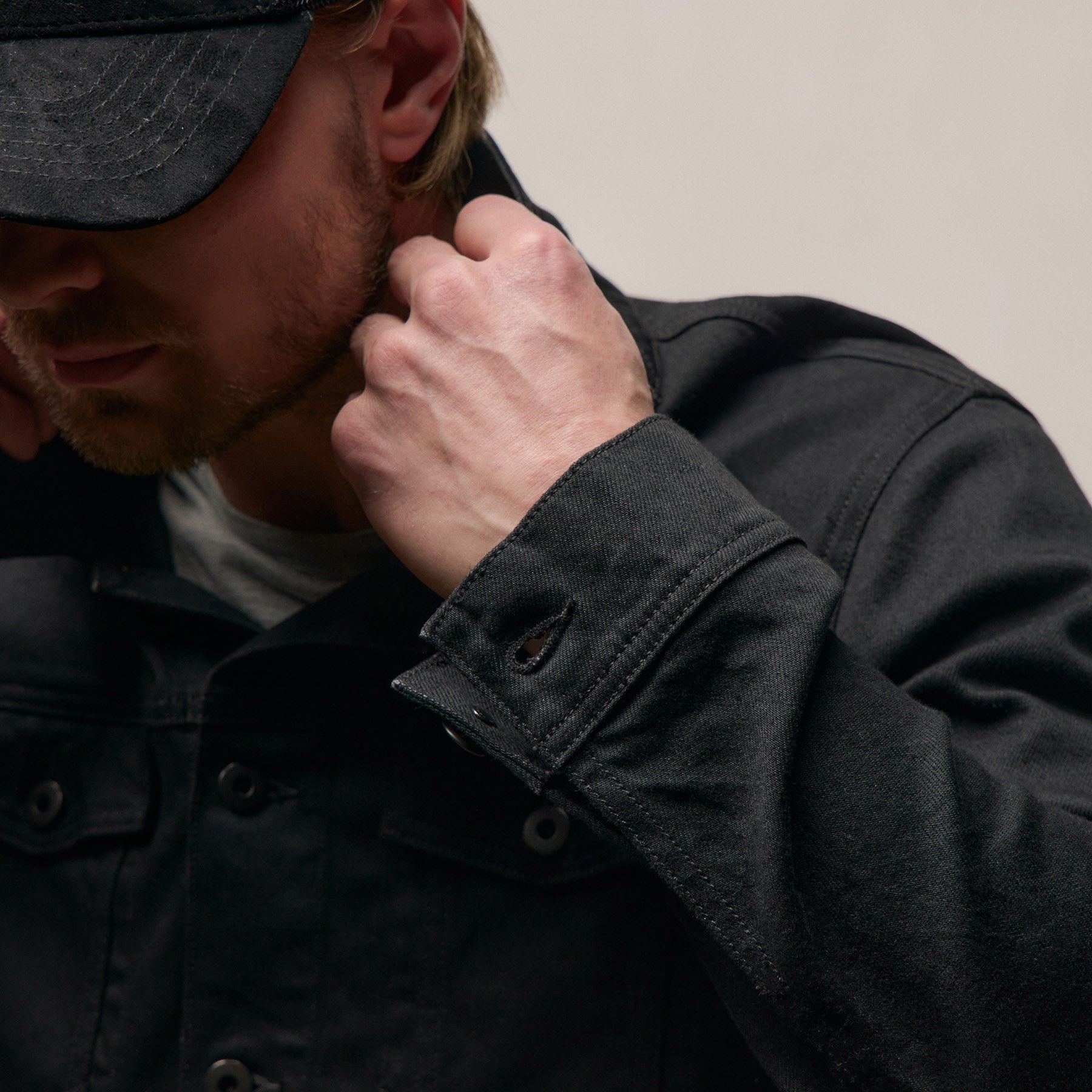 Stretch Denim Jacket - Night Palms