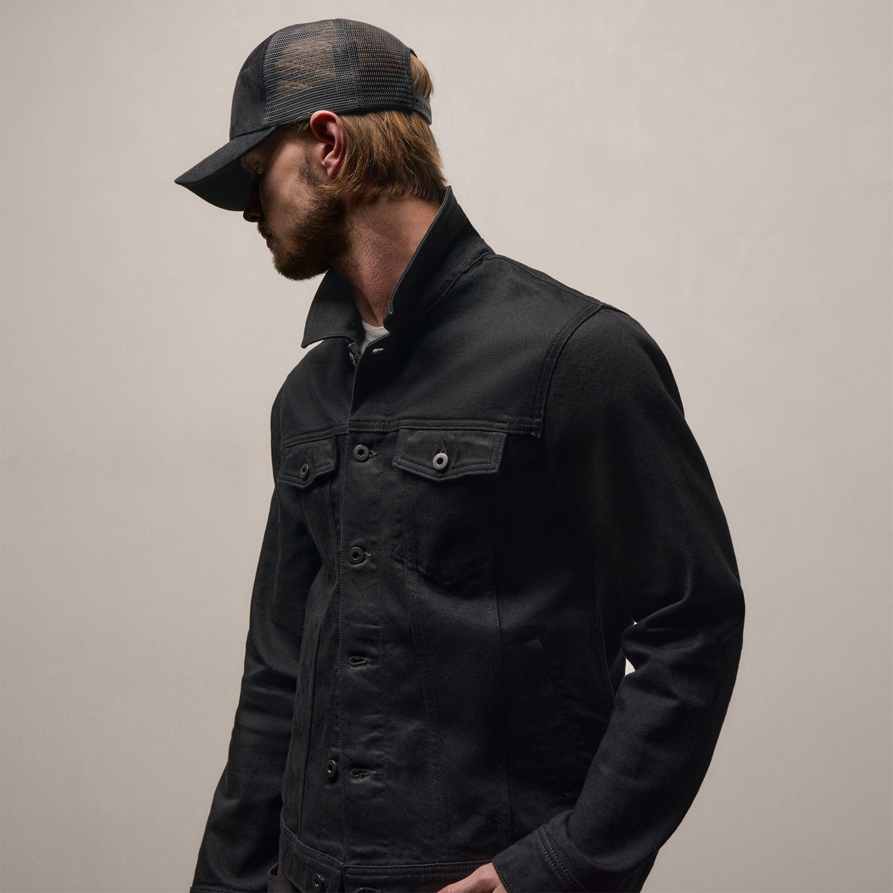 Stretch Denim Jacket - Night Palms