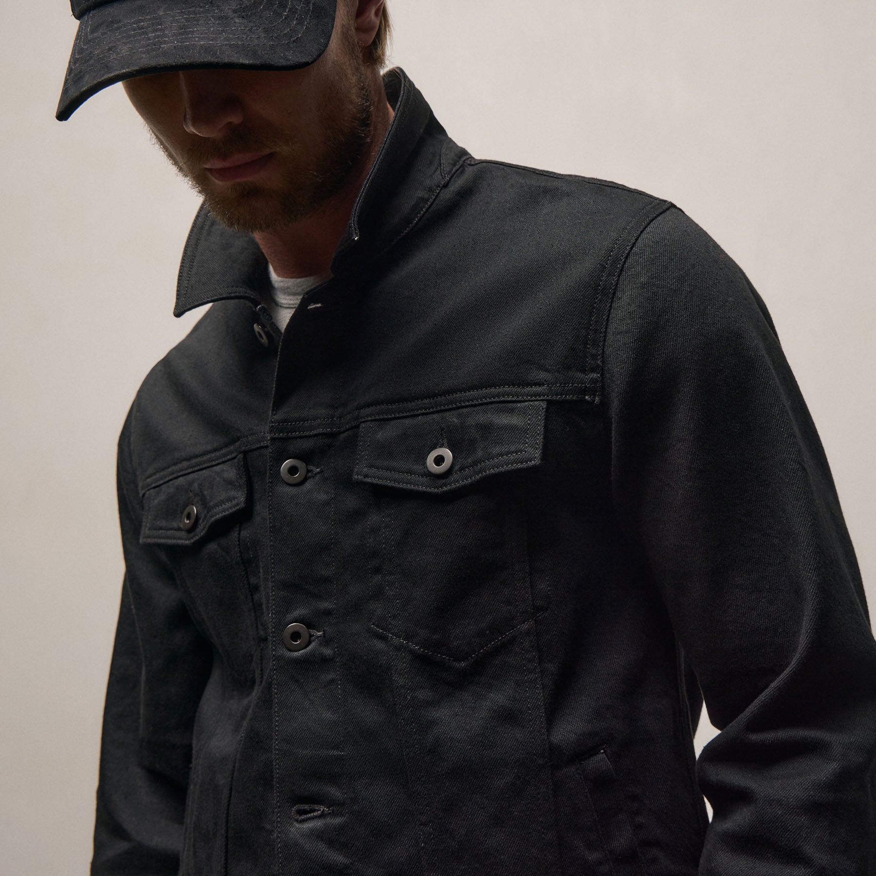 Stretch Denim Jacket - Night Palms