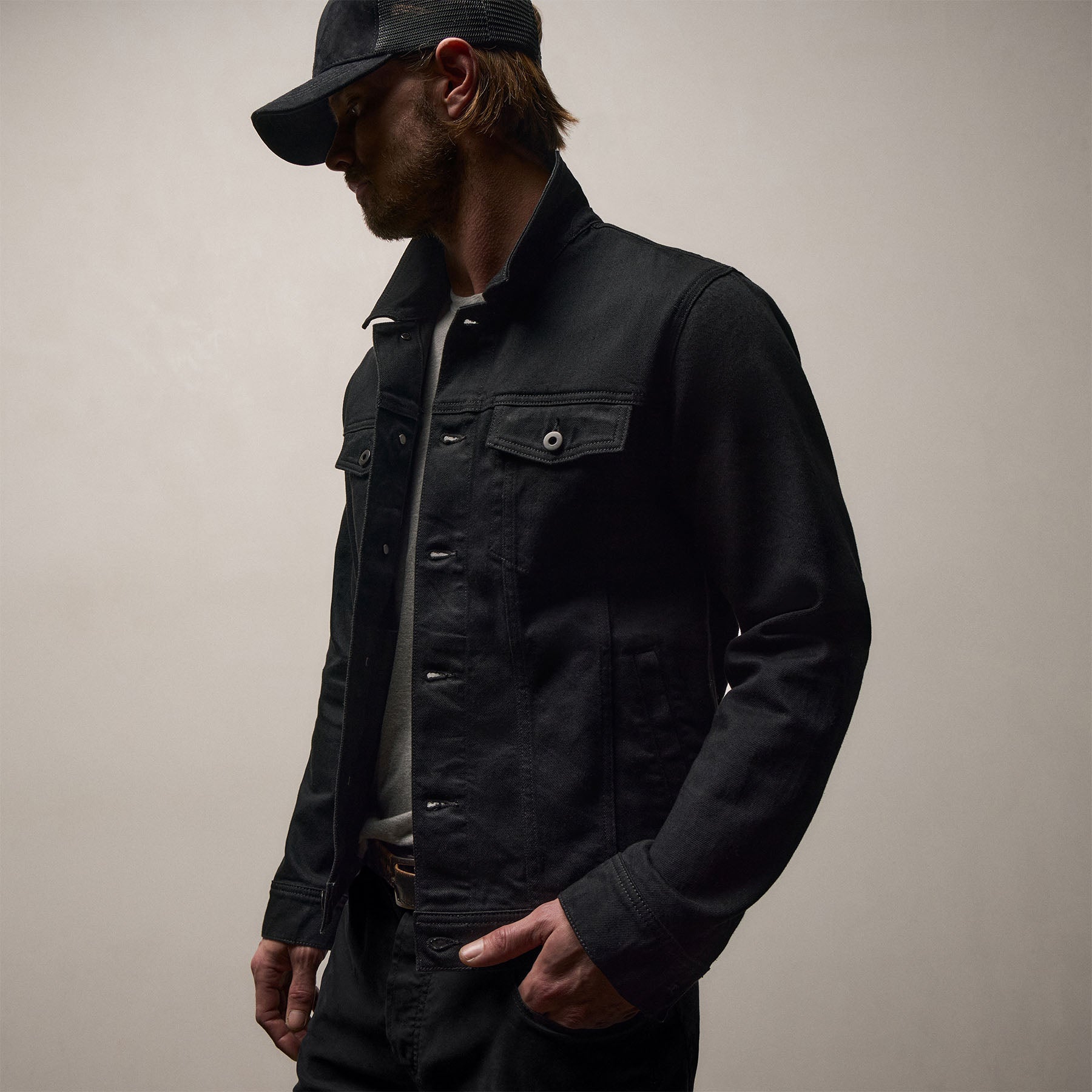 Stretch Denim Jacket - Night Palms