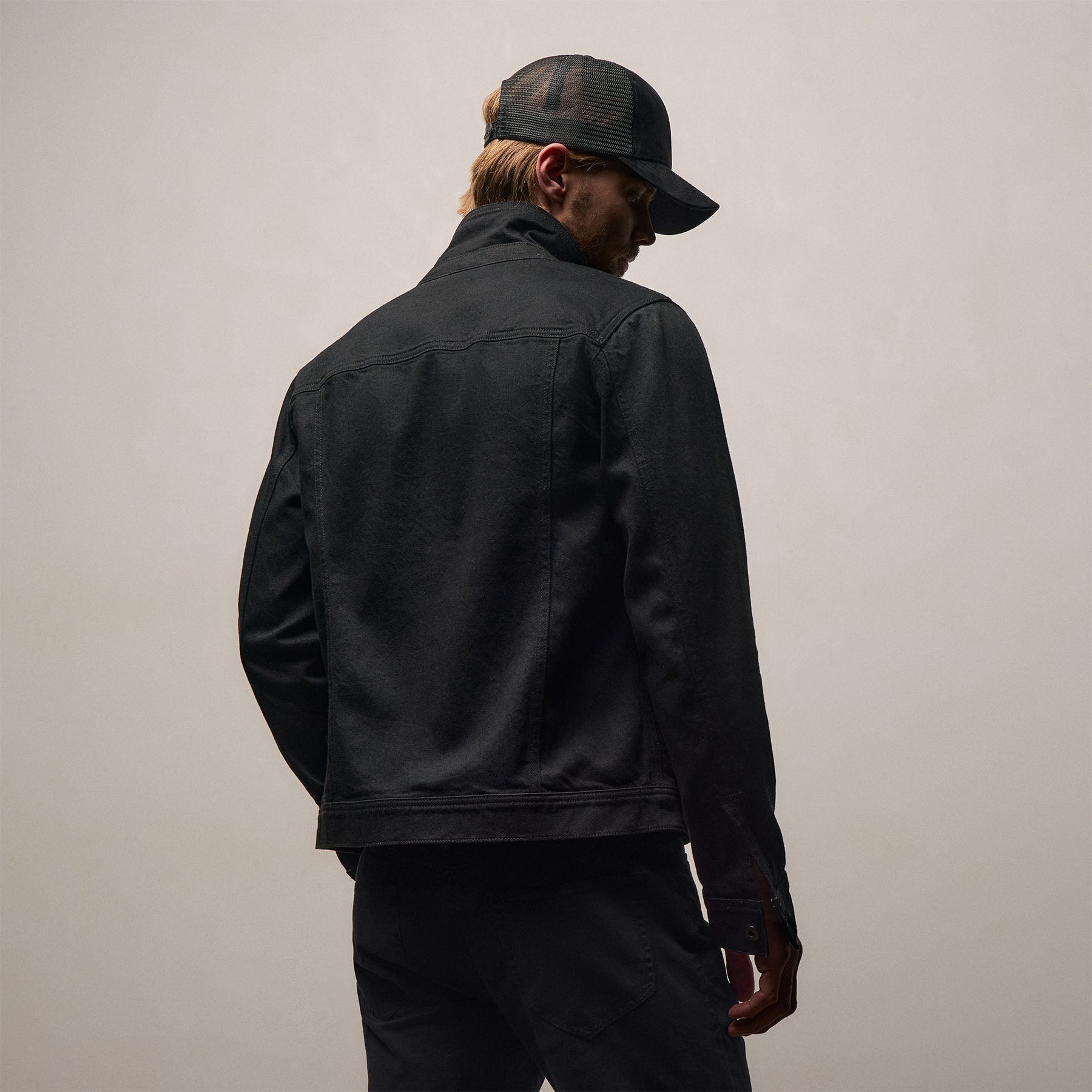 Stretch Denim Jacket - Night Palms