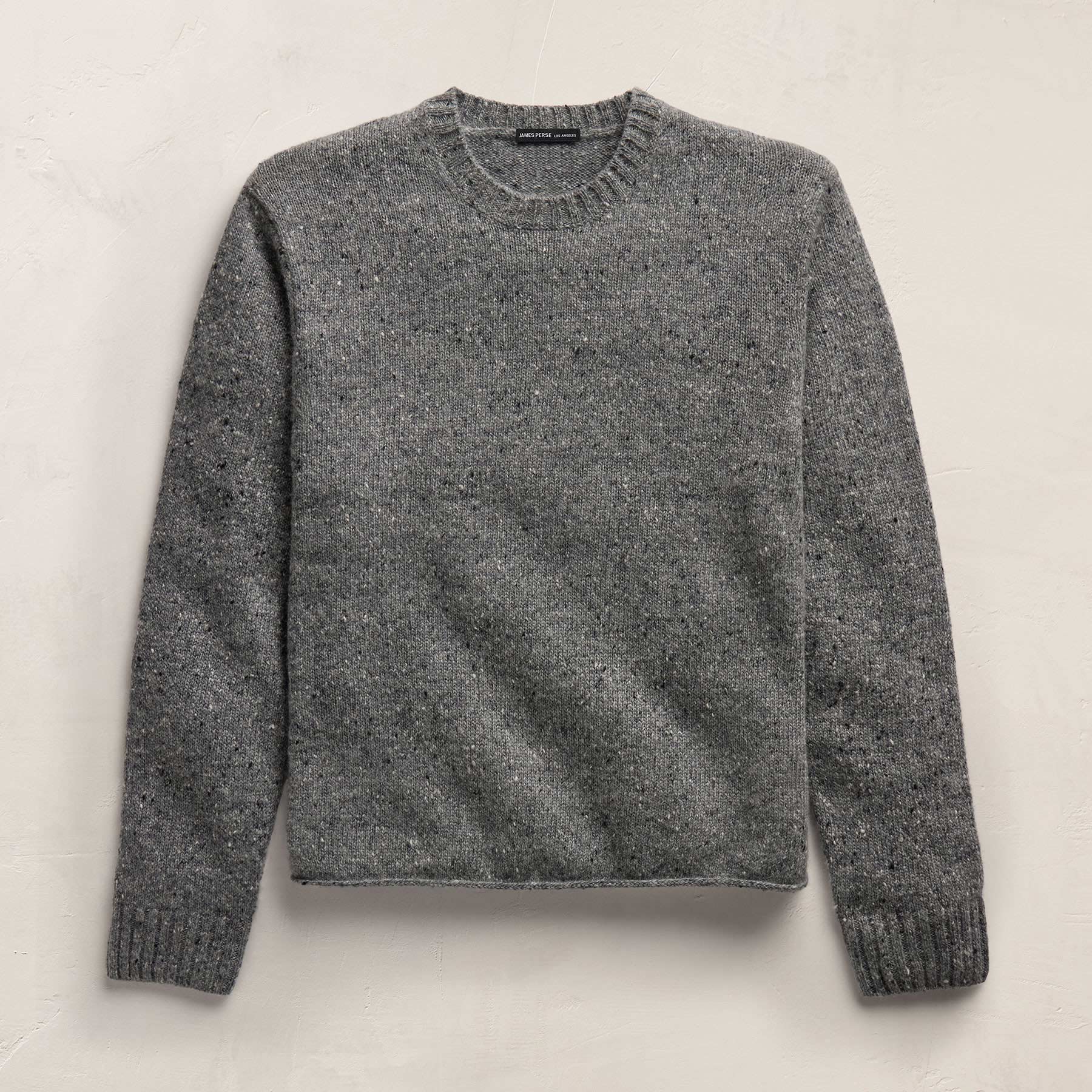 Marled Cashmere Linen Crew - Heather Grey