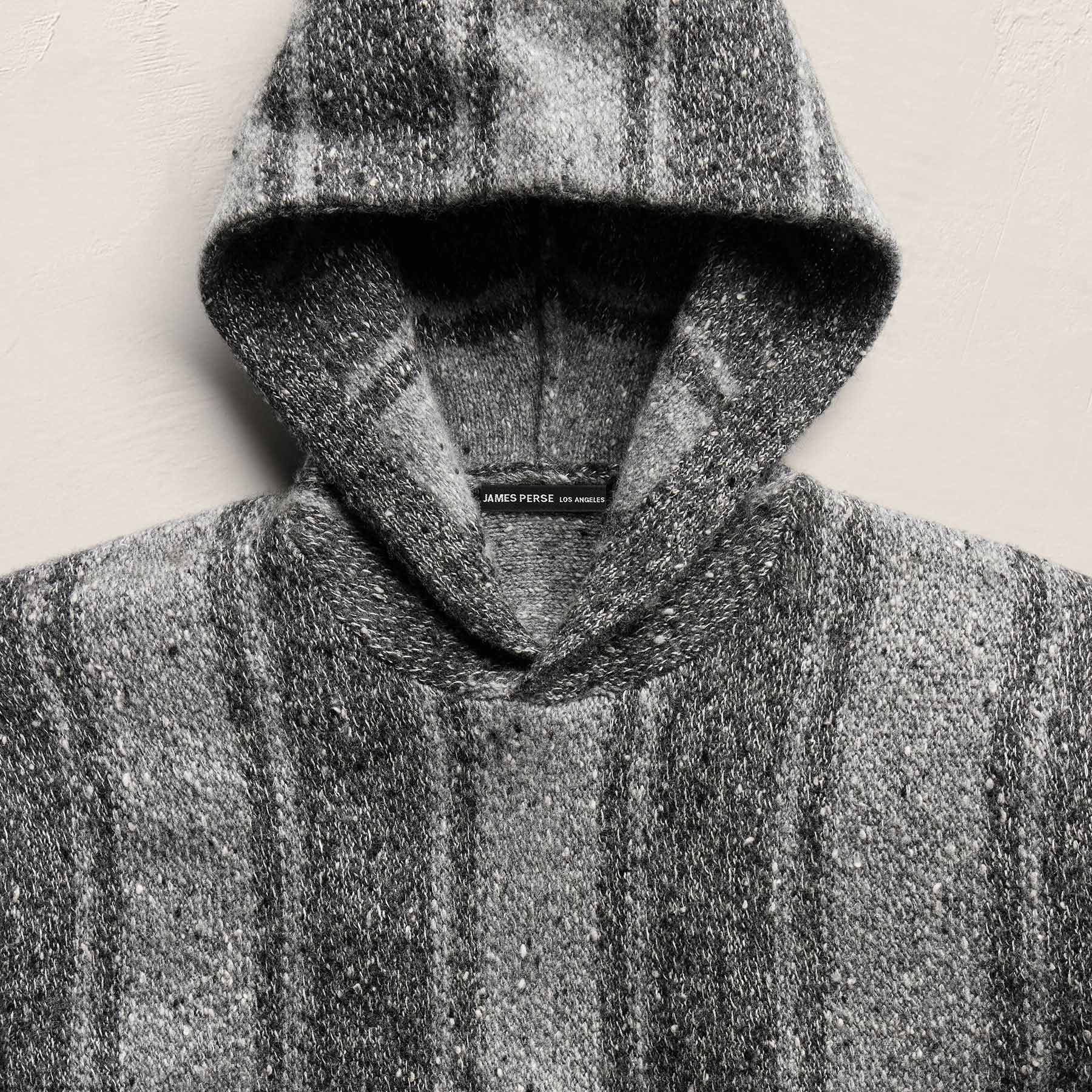 Baja Stripe Cashmere Hoodie - Charcoal/Heather Grey