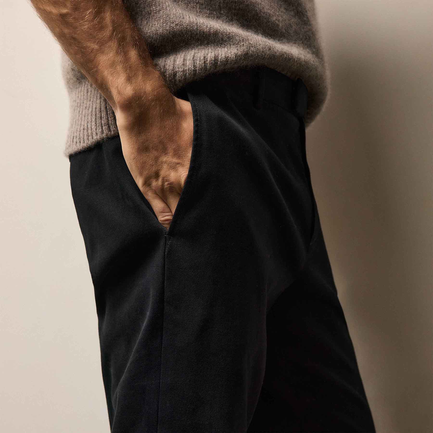 Cashmere Touch Twill Trouser - Black